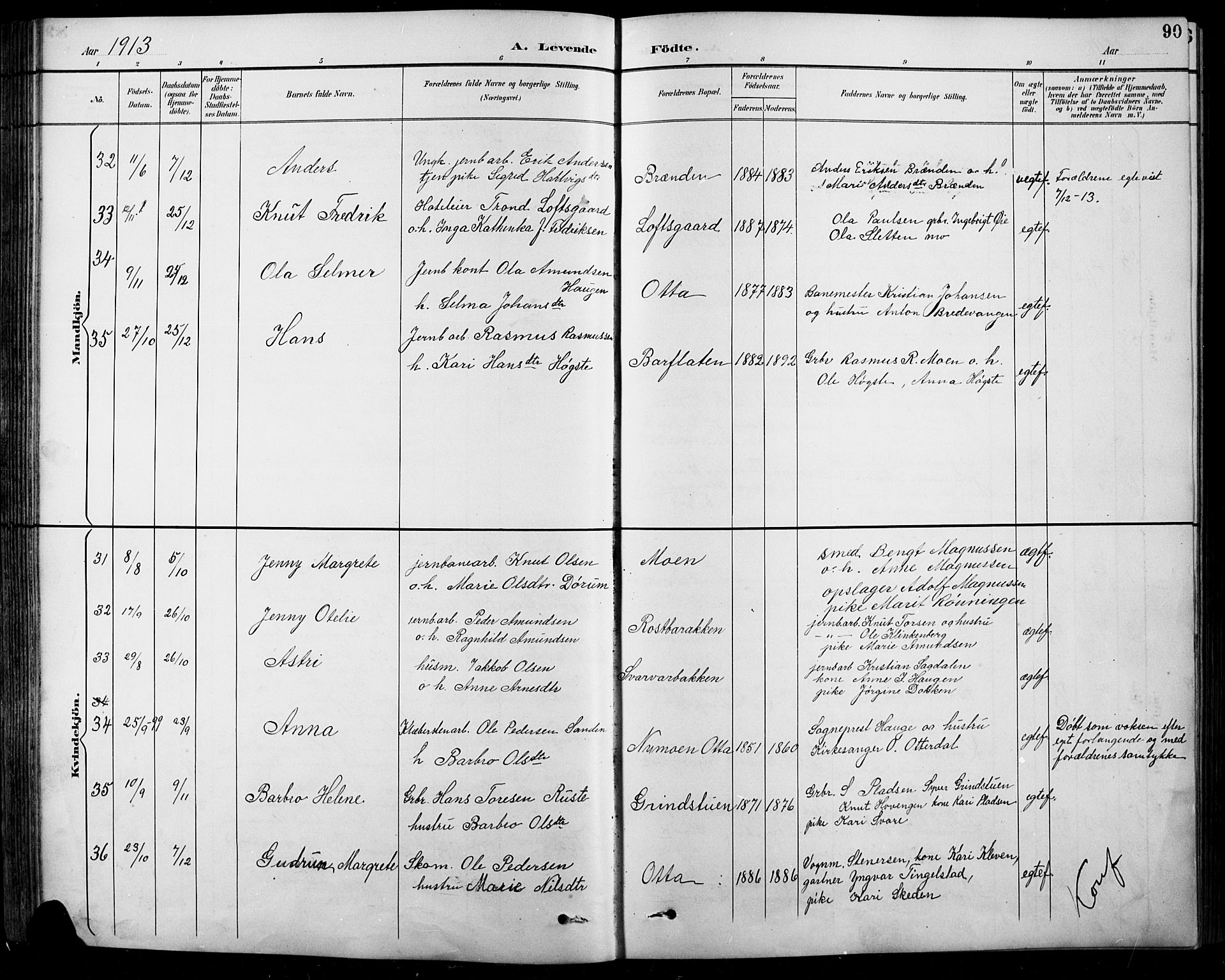 Sel prestekontor, SAH/PREST-074/H/Ha/Hab/L0001: Parish register (copy) no. 1, 1894-1923, p. 90