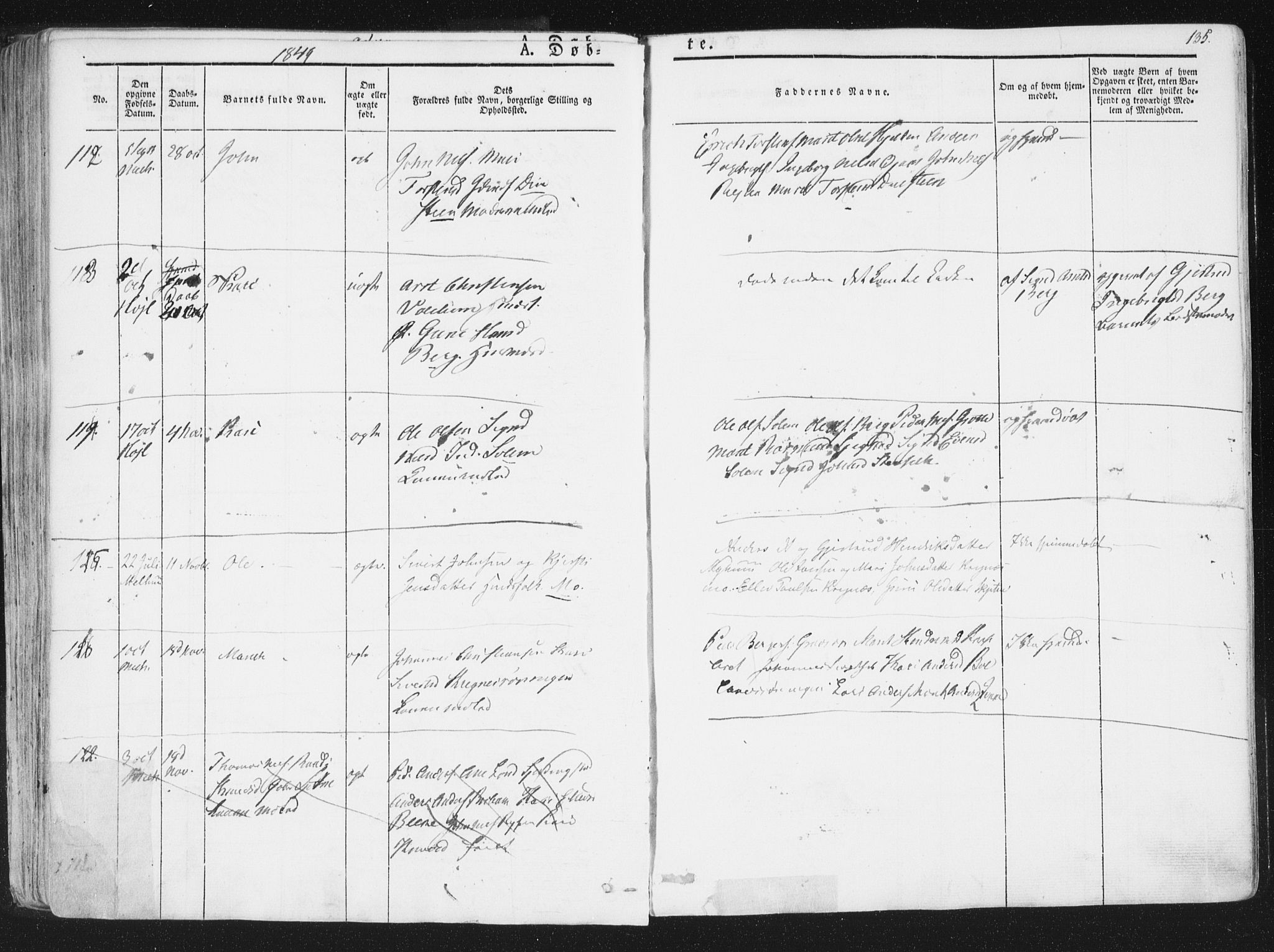 Ministerialprotokoller, klokkerbøker og fødselsregistre - Sør-Trøndelag, AV/SAT-A-1456/691/L1074: Parish register (official) no. 691A06, 1842-1852, p. 135