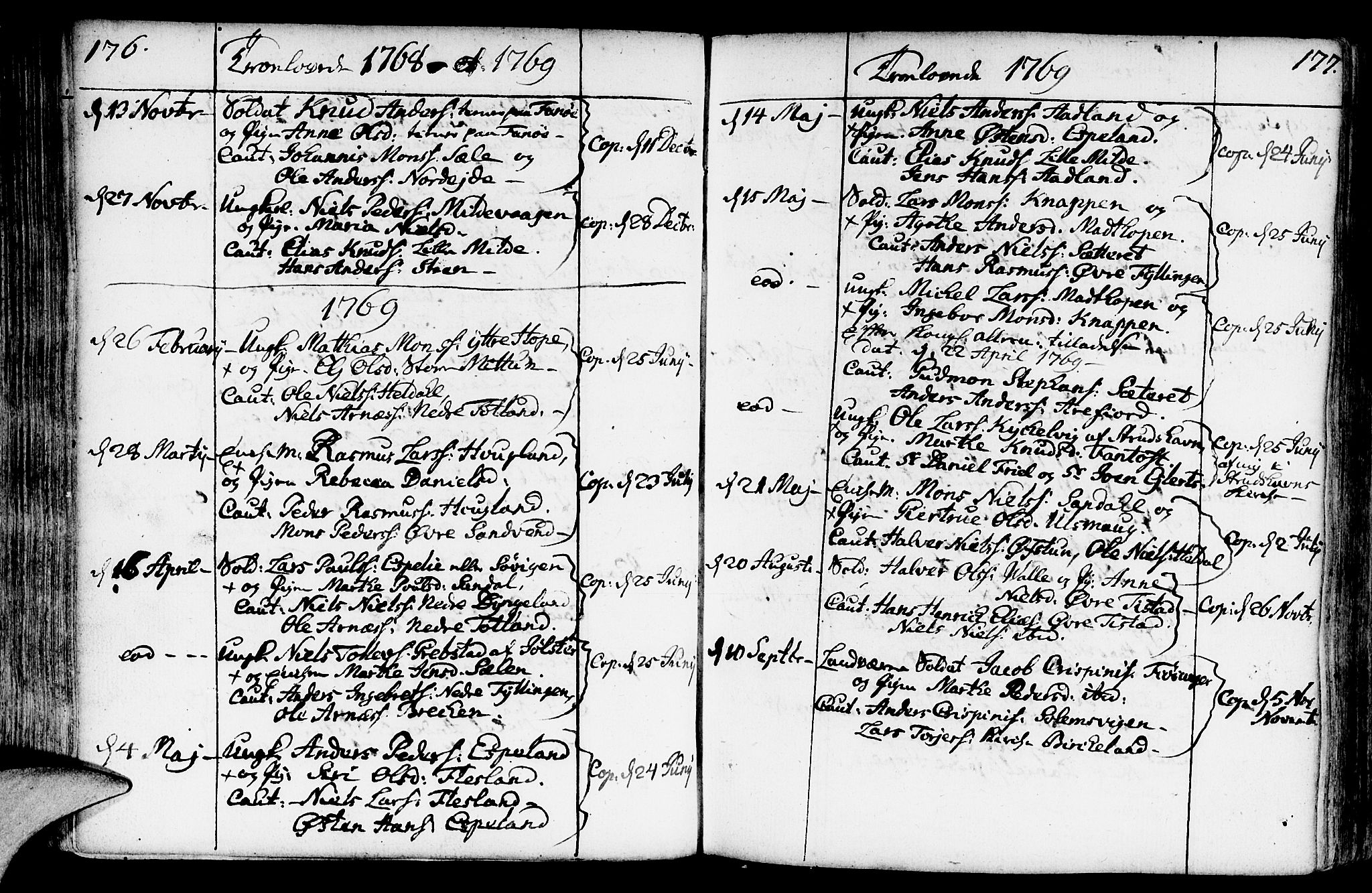 Fana Sokneprestembete, SAB/A-75101/H/Haa/Haaa/L0004: Parish register (official) no. A 4, 1757-1774, p. 176-177