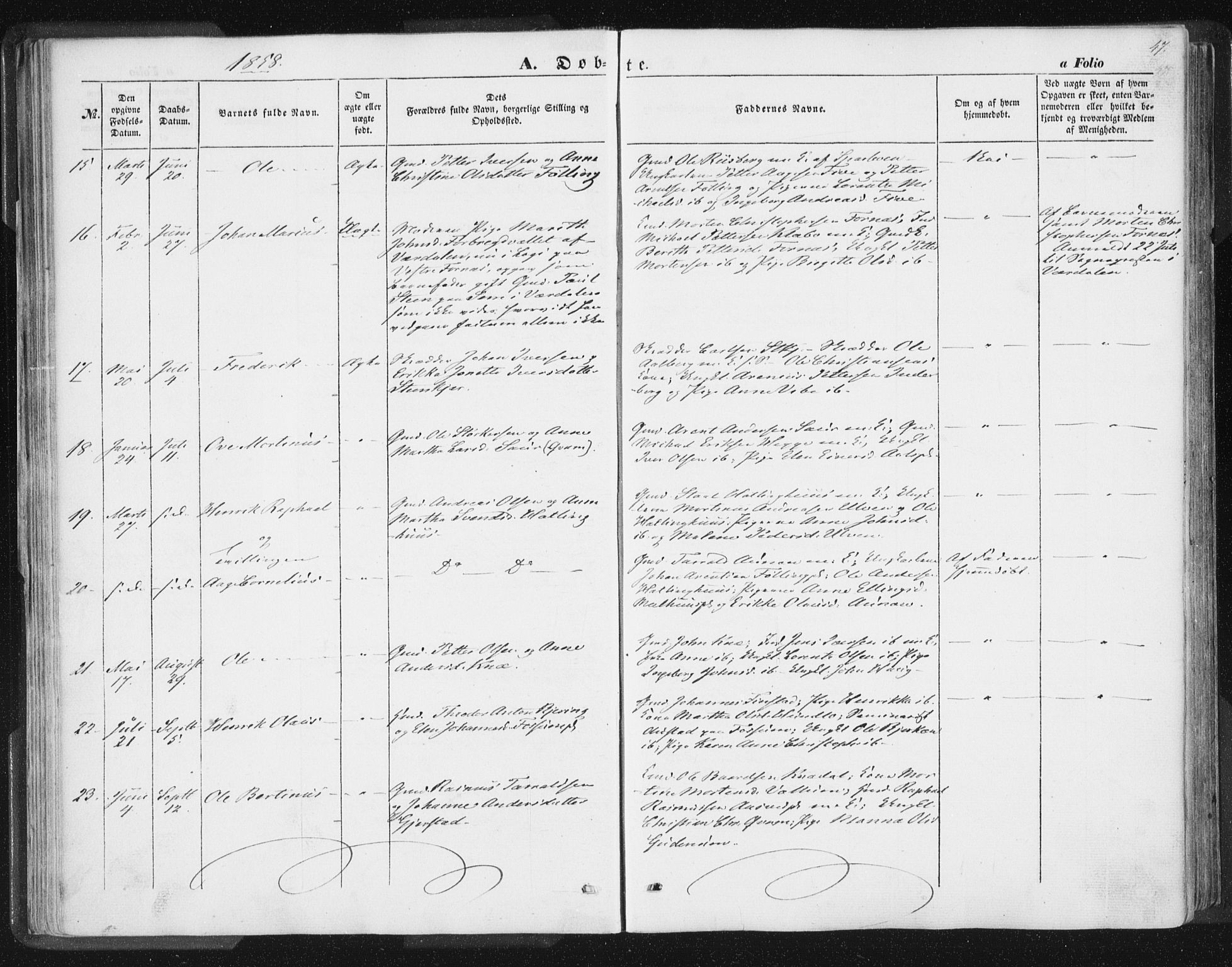 Ministerialprotokoller, klokkerbøker og fødselsregistre - Nord-Trøndelag, SAT/A-1458/746/L0446: Parish register (official) no. 746A05, 1846-1859, p. 47