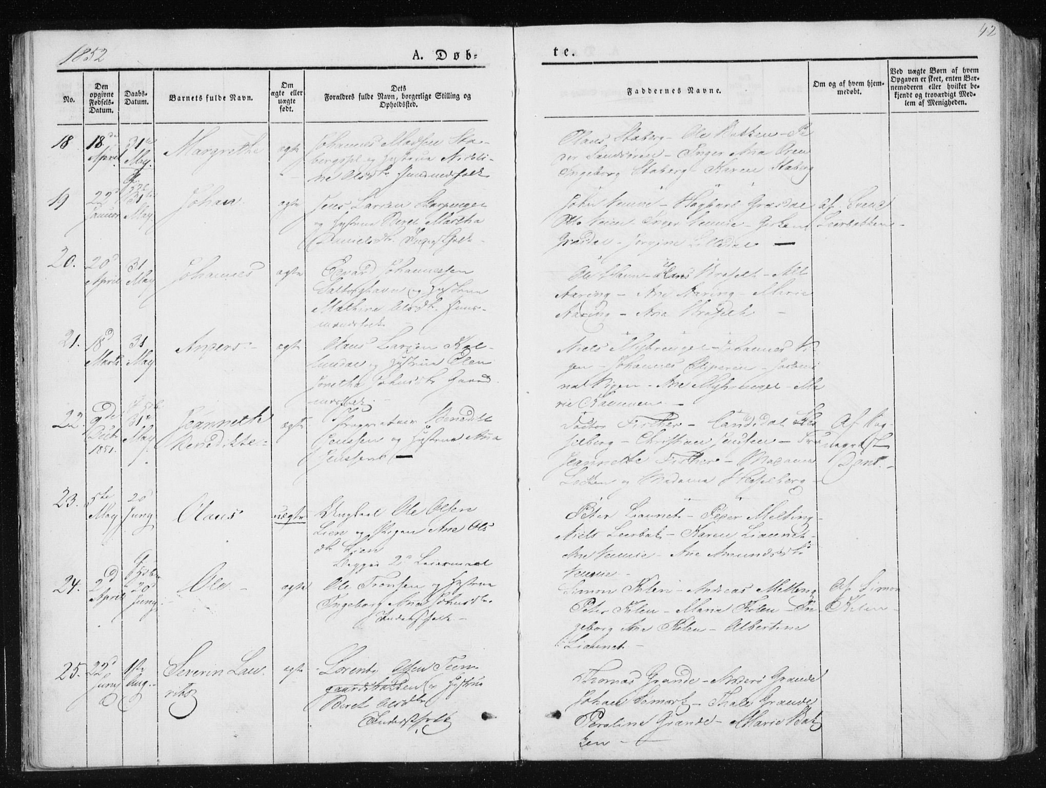 Ministerialprotokoller, klokkerbøker og fødselsregistre - Nord-Trøndelag, SAT/A-1458/733/L0323: Parish register (official) no. 733A02, 1843-1870, p. 42