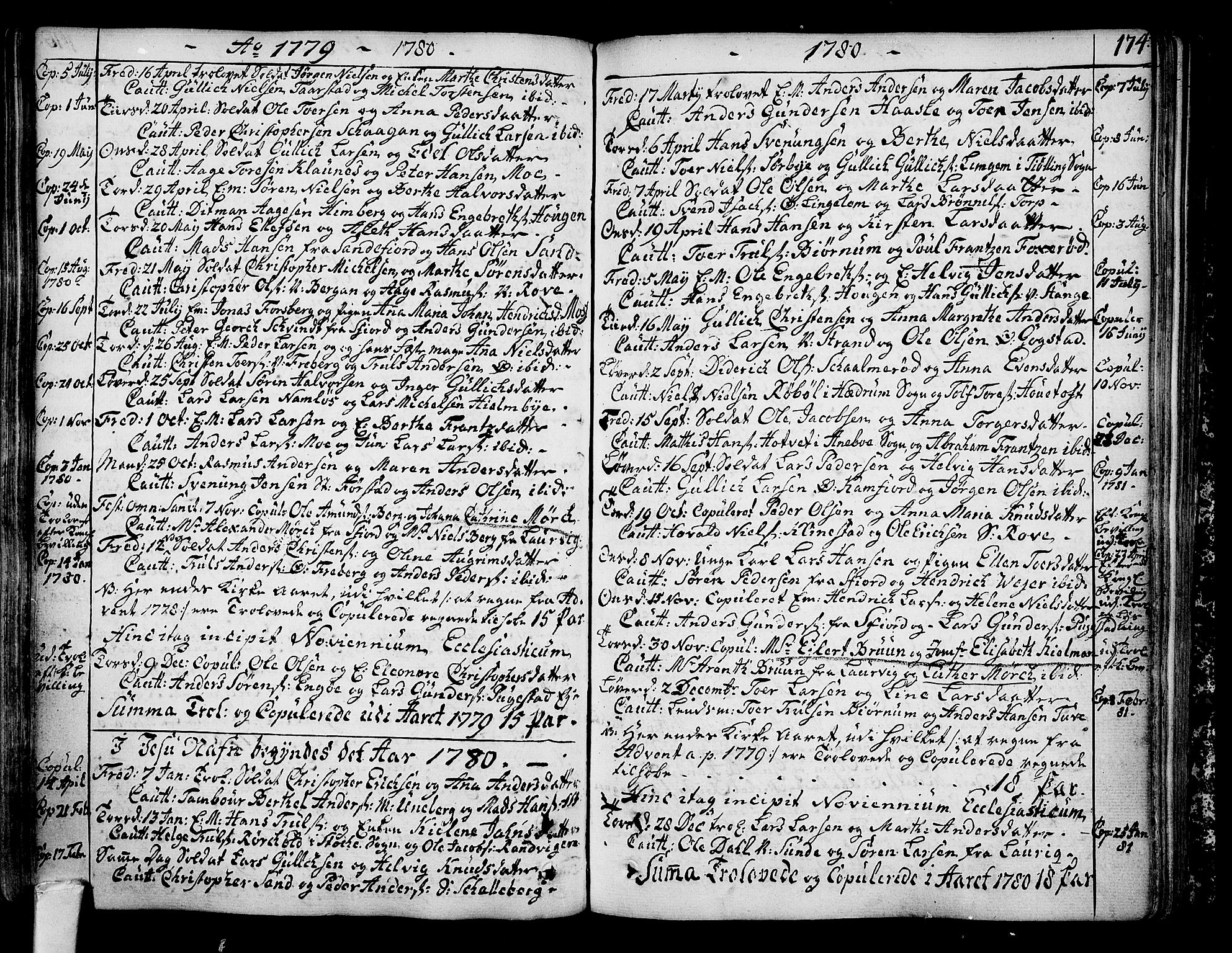 Sandar kirkebøker, AV/SAKO-A-243/F/Fa/L0002: Parish register (official) no. 2, 1733-1788, p. 174