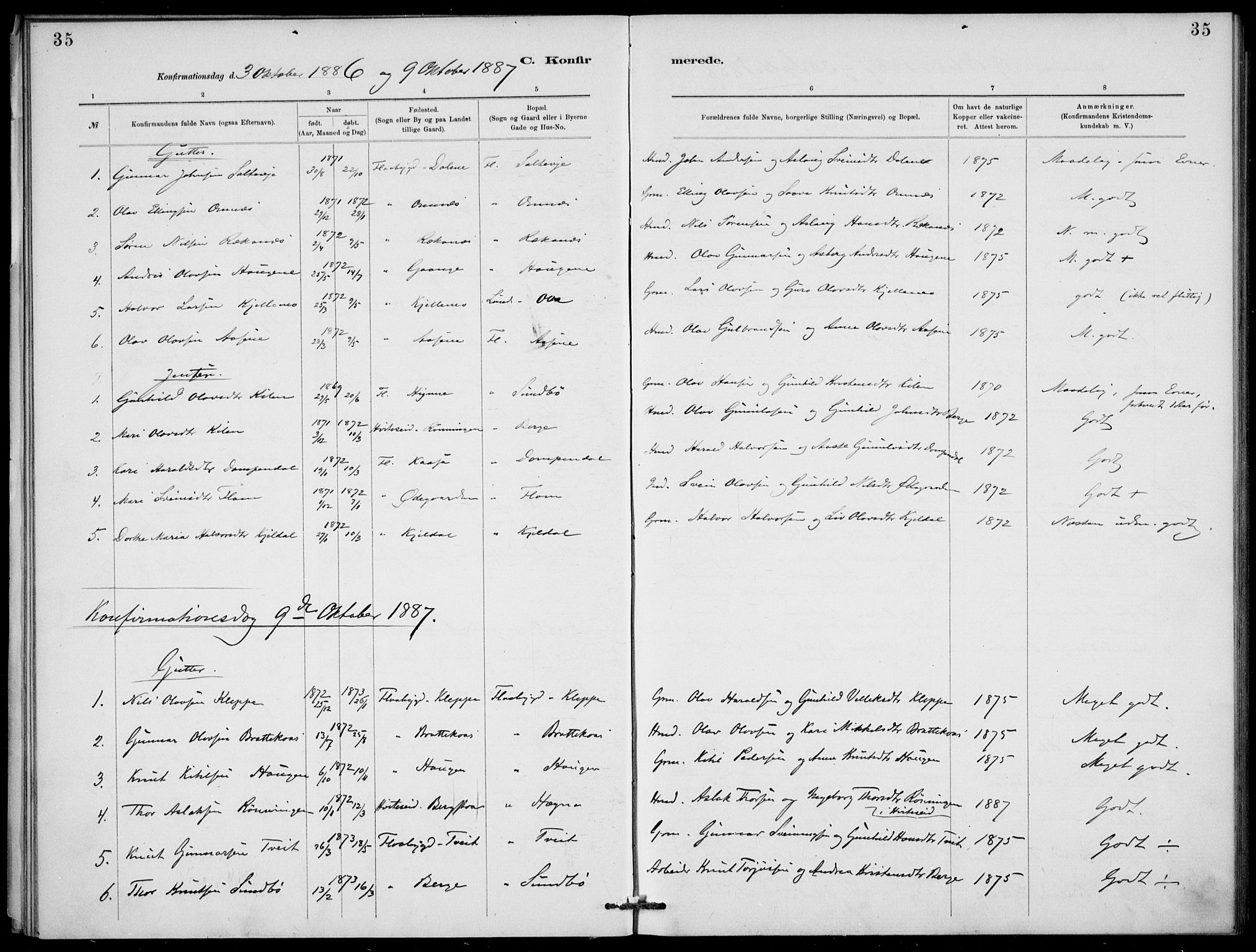 Lunde kirkebøker, AV/SAKO-A-282/F/Fb/L0003: Parish register (official) no. II 3, 1882-1891, p. 35