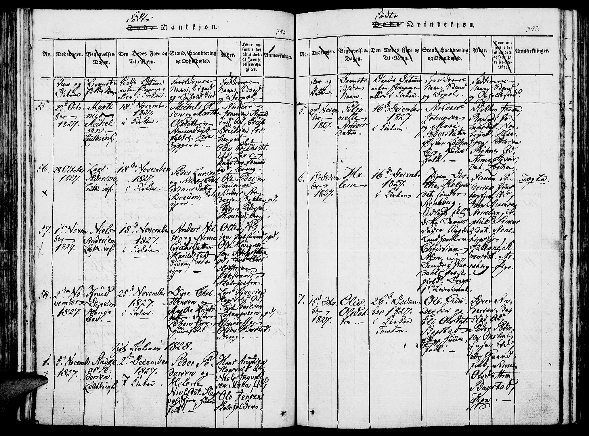 Romedal prestekontor, AV/SAH-PREST-004/K/L0002: Parish register (official) no. 2, 1814-1828, p. 342-343