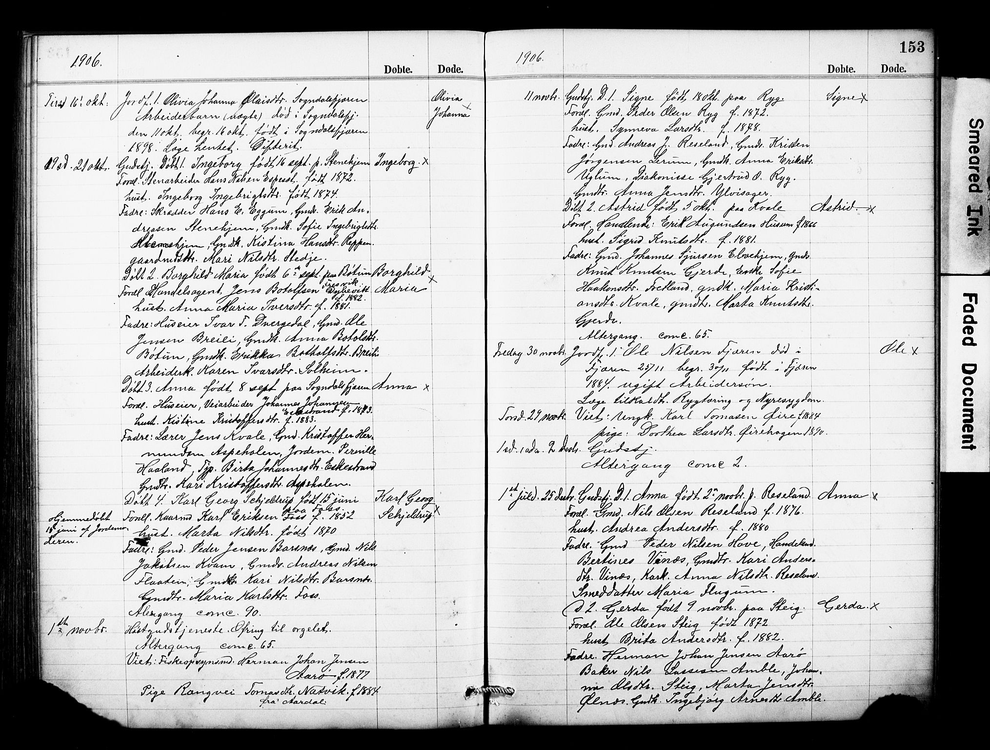 Sogndal sokneprestembete, AV/SAB-A-81301/H/Hab/Haba/L0001: Parish register (copy) no. A 1, 1887-1907, p. 153