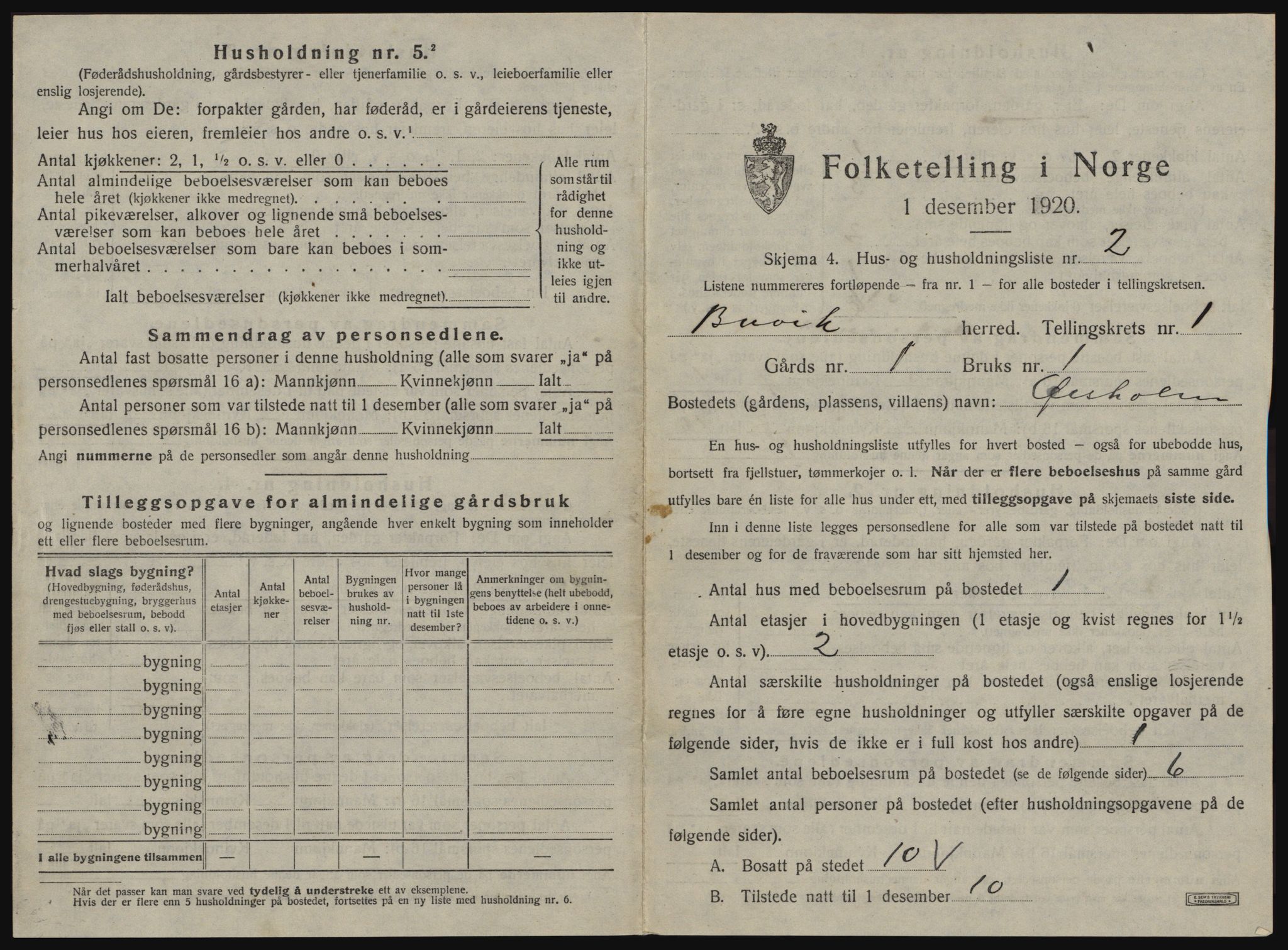 SAT, 1920 census for Buvik, 1920, p. 18