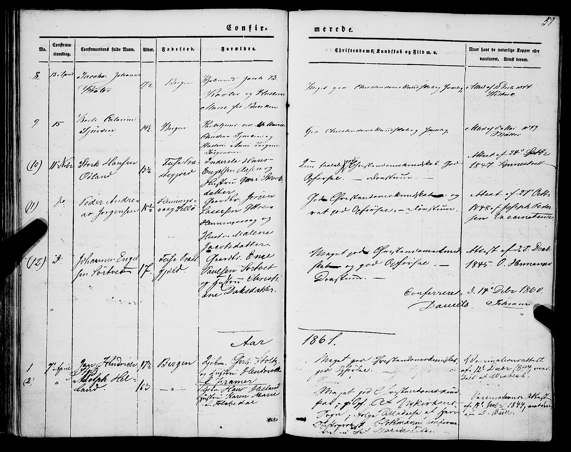 Mariakirken Sokneprestembete, SAB/A-76901/H/Haa/L0006: Parish register (official) no. A 6, 1846-1877, p. 51