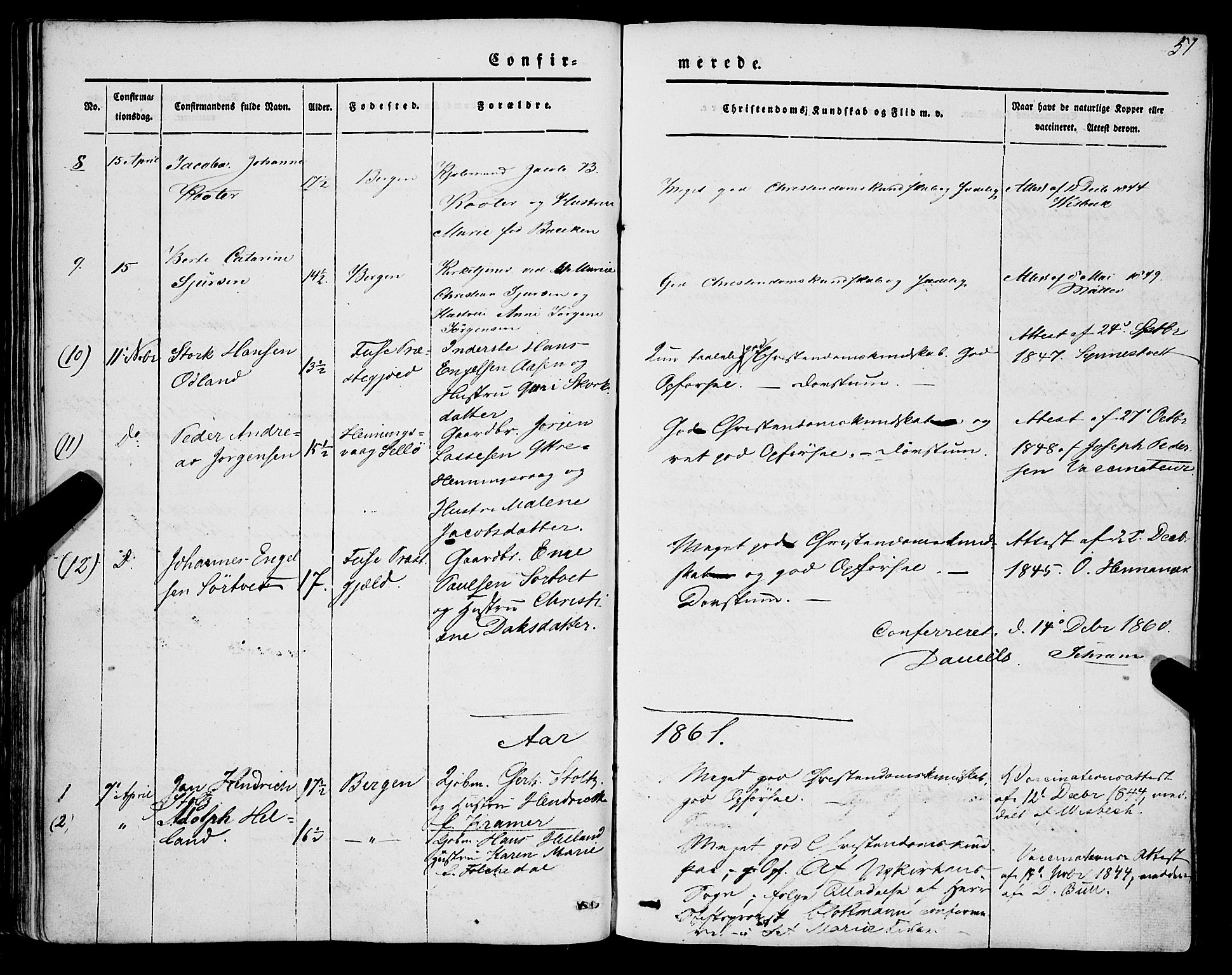 Mariakirken Sokneprestembete, AV/SAB-A-76901/H/Haa/L0006: Parish register (official) no. A 6, 1846-1877, p. 51