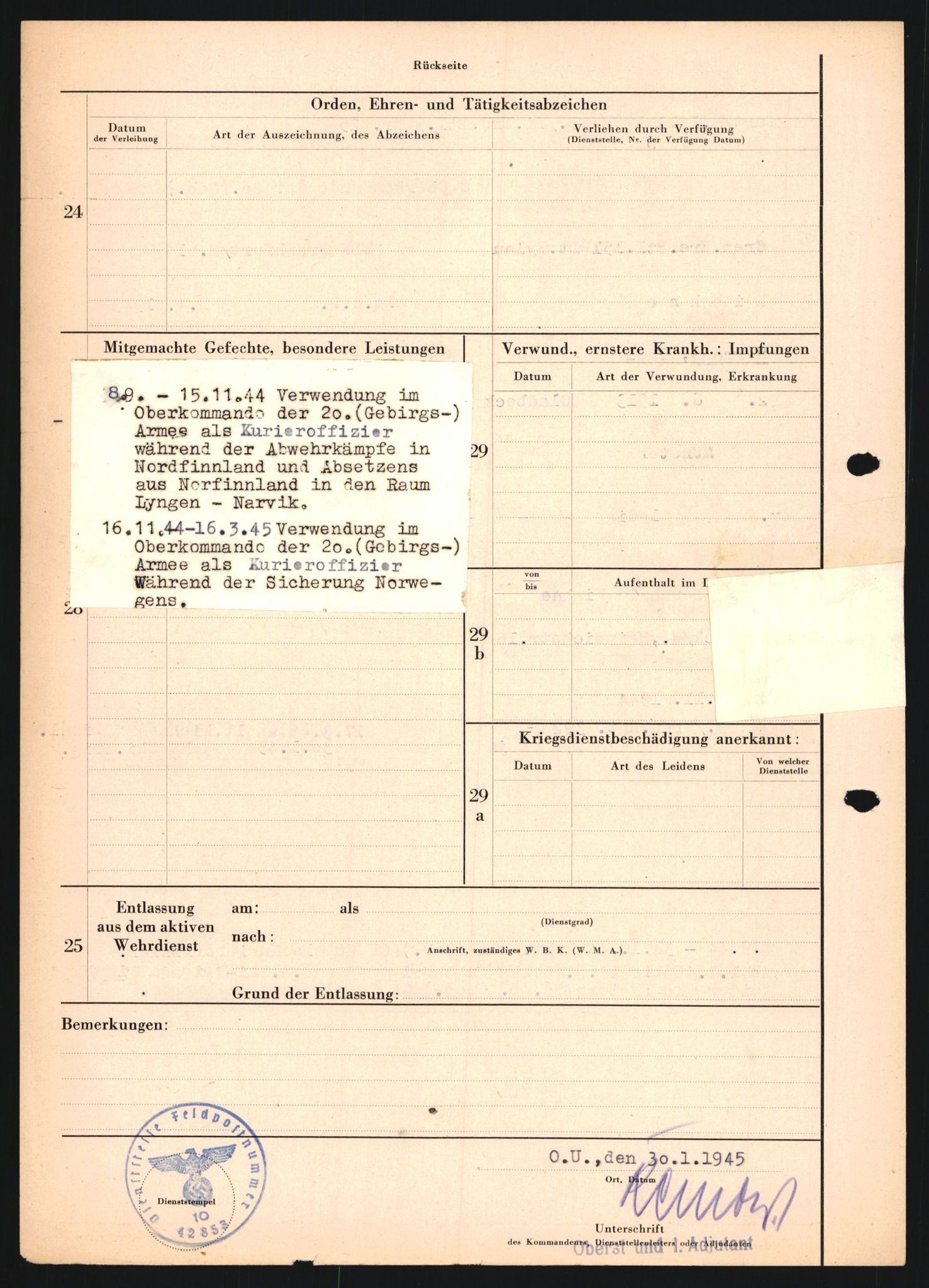 Forsvarets Overkommando. 2 kontor. Arkiv 11.4. Spredte tyske arkivsaker, AV/RA-RAFA-7031/D/Dar/Dara/L0018: Personalbøker, 1940-1945, p. 866