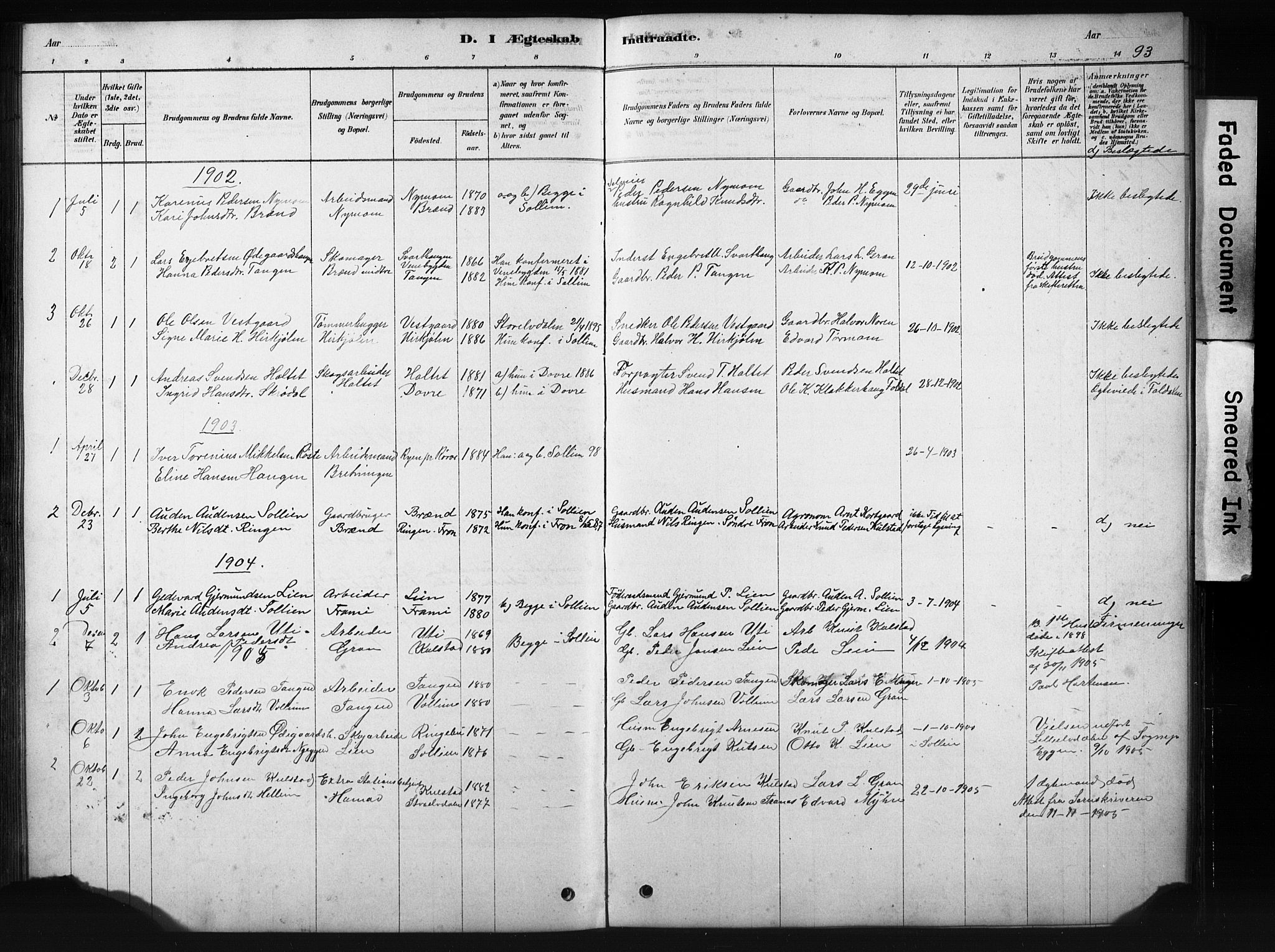 Sollia prestekontor, SAH/PREST-050/H/Ha/Hab/L0002: Parish register (copy) no. 2, 1880-1933, p. 93