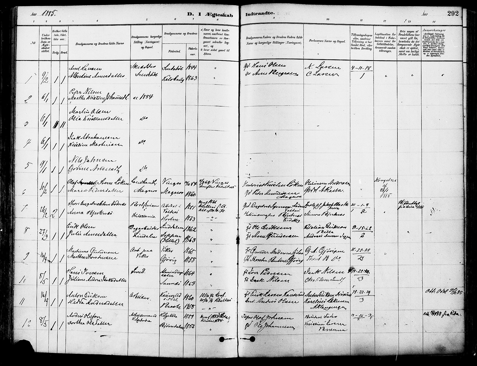 Eidskog prestekontor, SAH/PREST-026/H/Ha/Haa/L0003: Parish register (official) no. 3, 1879-1892, p. 292
