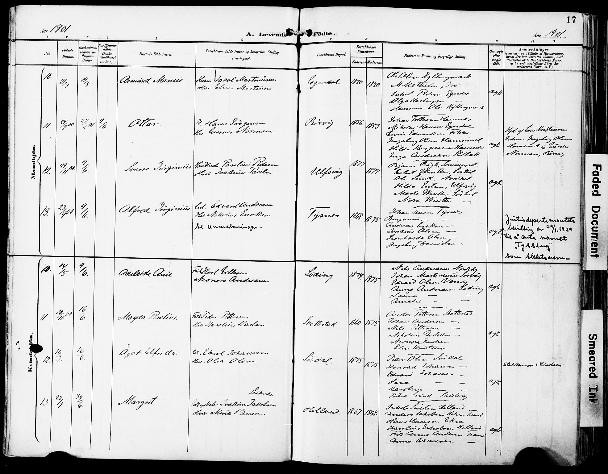 Ministerialprotokoller, klokkerbøker og fødselsregistre - Nordland, AV/SAT-A-1459/859/L0848: Parish register (official) no. 859A08, 1900-1912, p. 17