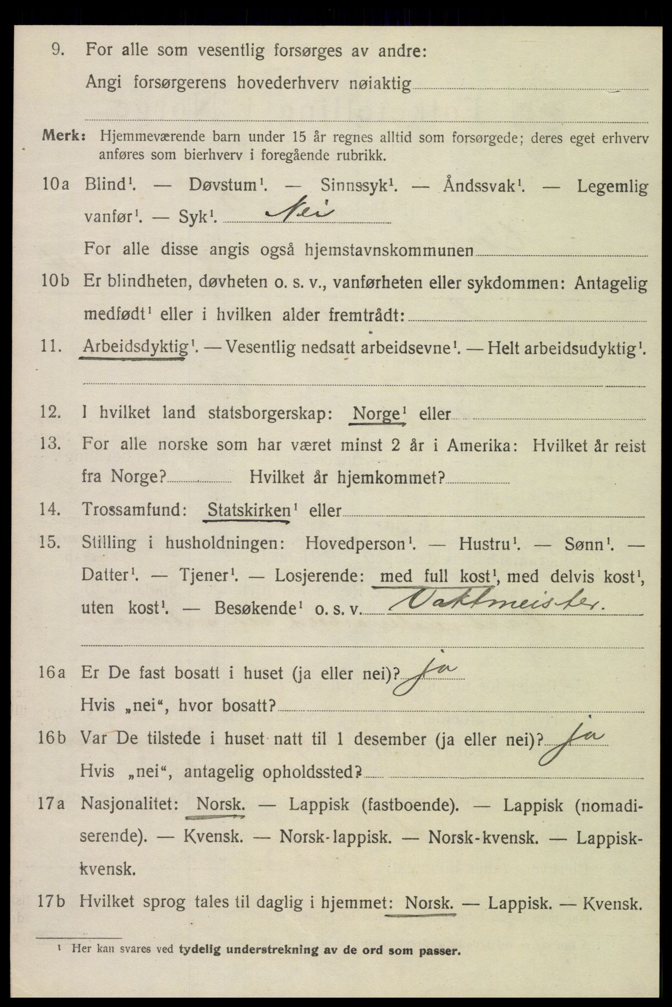 SAT, 1920 census for Verdal, 1920, p. 5336