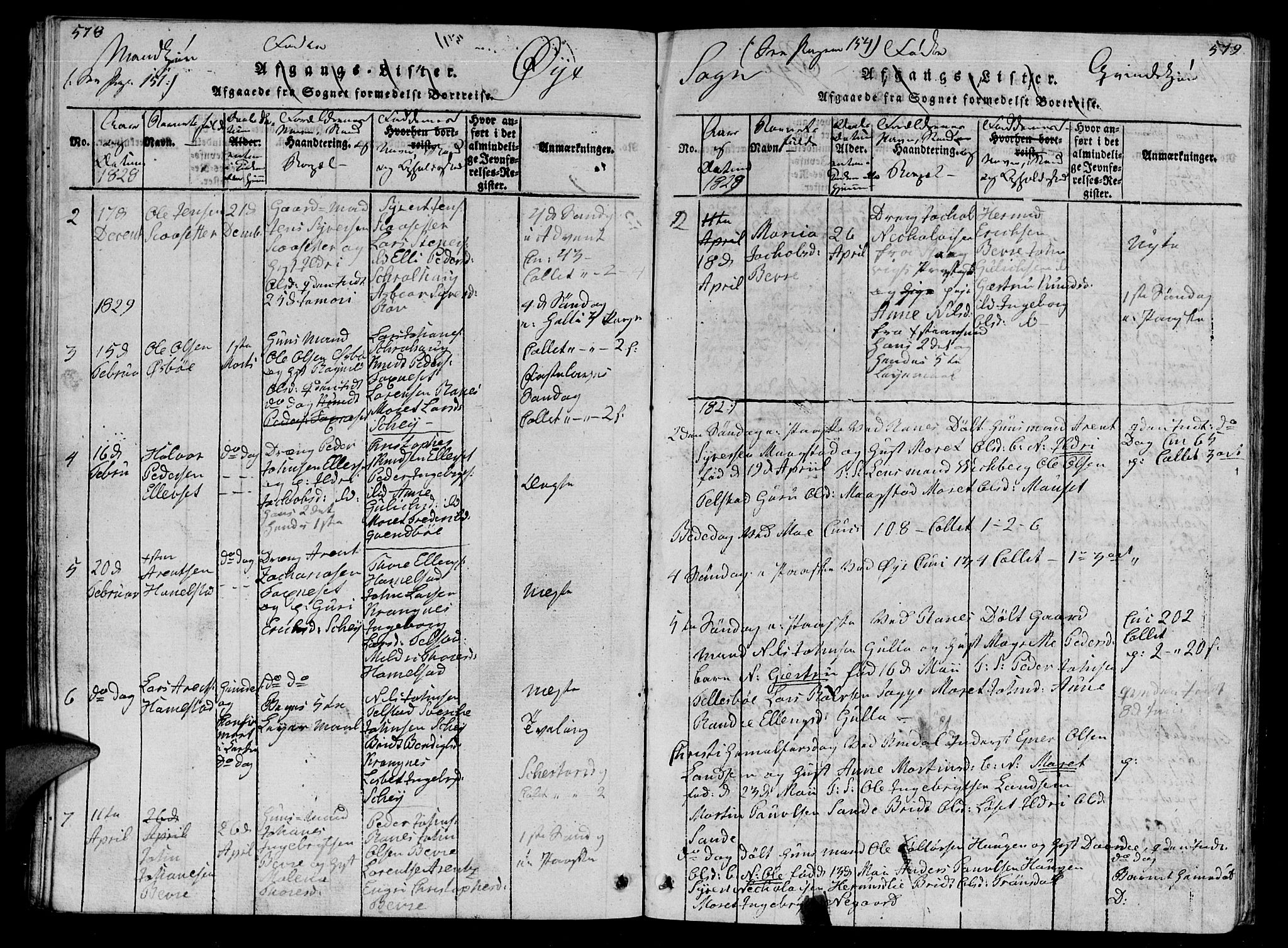 Ministerialprotokoller, klokkerbøker og fødselsregistre - Møre og Romsdal, AV/SAT-A-1454/595/L1050: Parish register (copy) no. 595C02, 1819-1834, p. 578-579