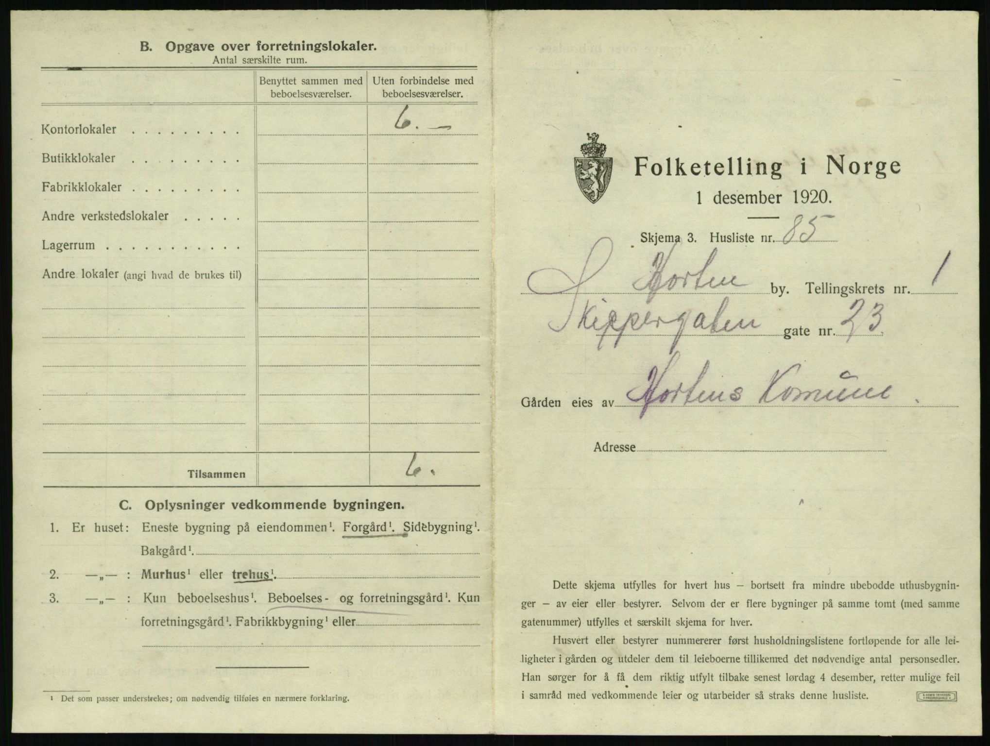 SAKO, 1920 census for Horten, 1920, p. 247