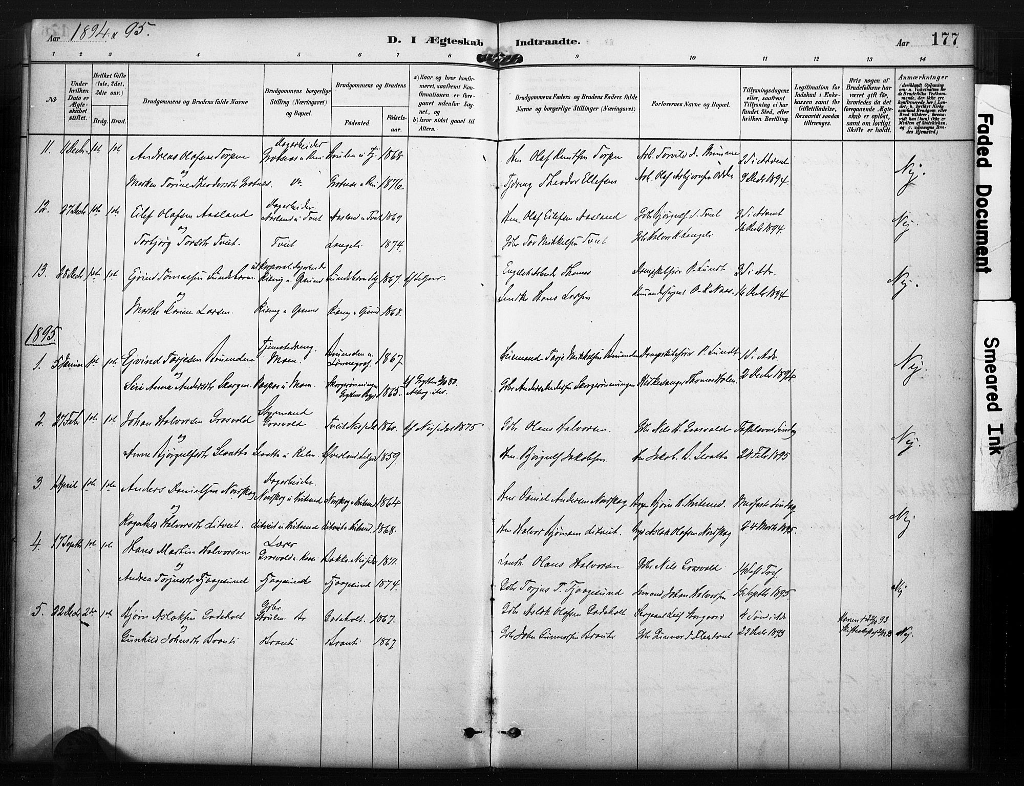 Kviteseid kirkebøker, SAKO/A-276/F/Fa/L0008: Parish register (official) no. I 8, 1882-1903, p. 177