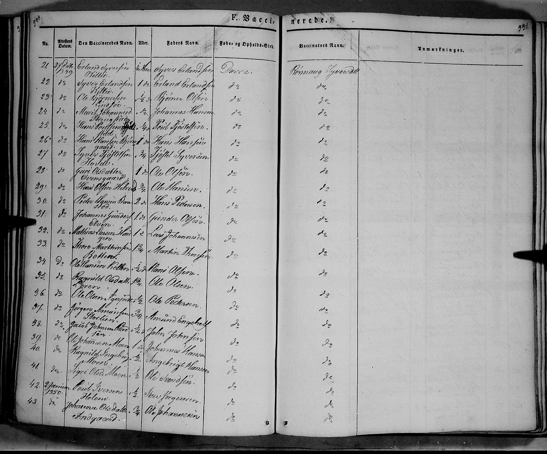 Lesja prestekontor, SAH/PREST-068/H/Ha/Haa/L0006: Parish register (official) no. 6B, 1843-1854, p. 990-991