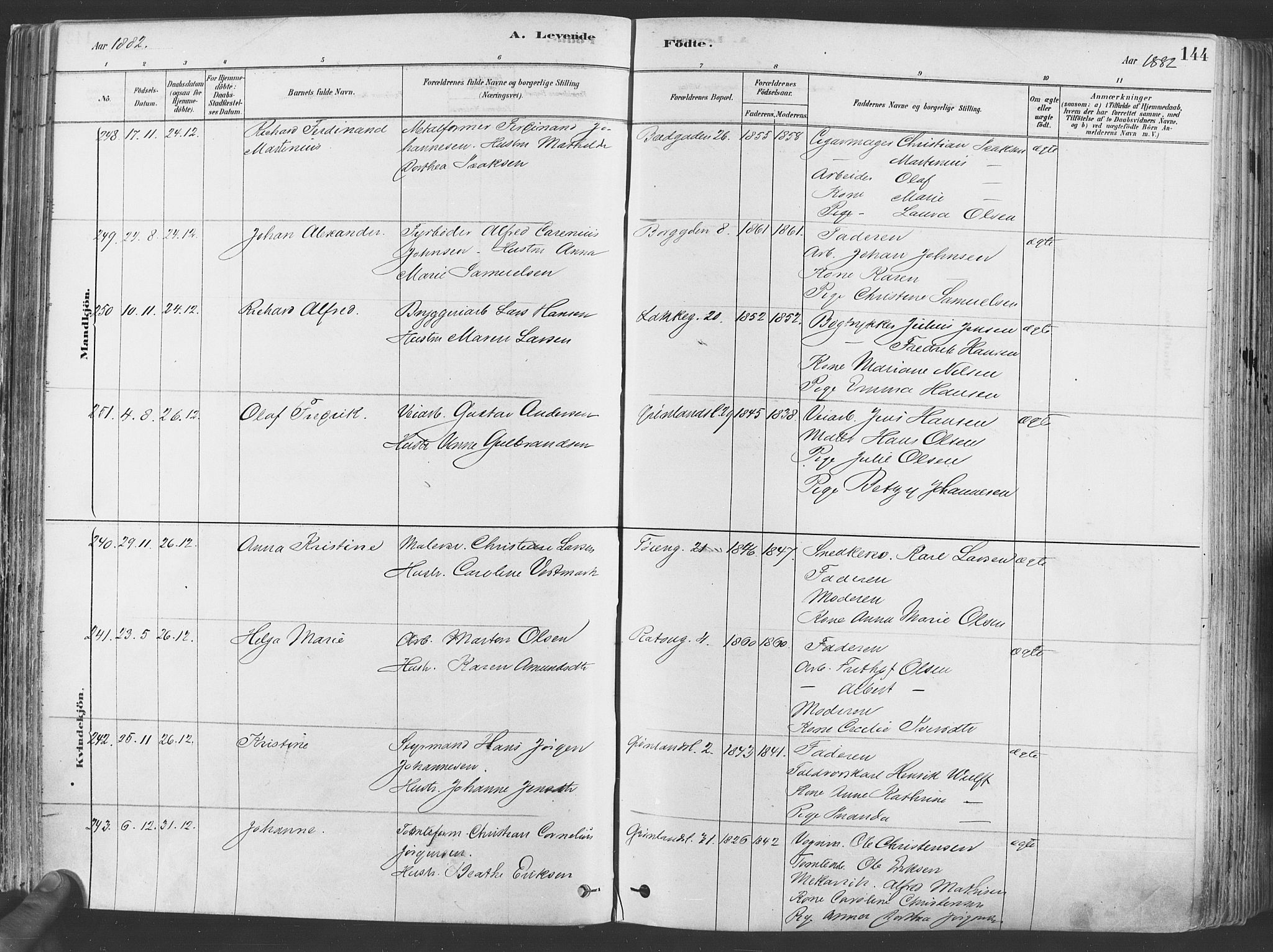 Grønland prestekontor Kirkebøker, SAO/A-10848/F/Fa/L0007: Parish register (official) no. 7, 1878-1888, p. 144