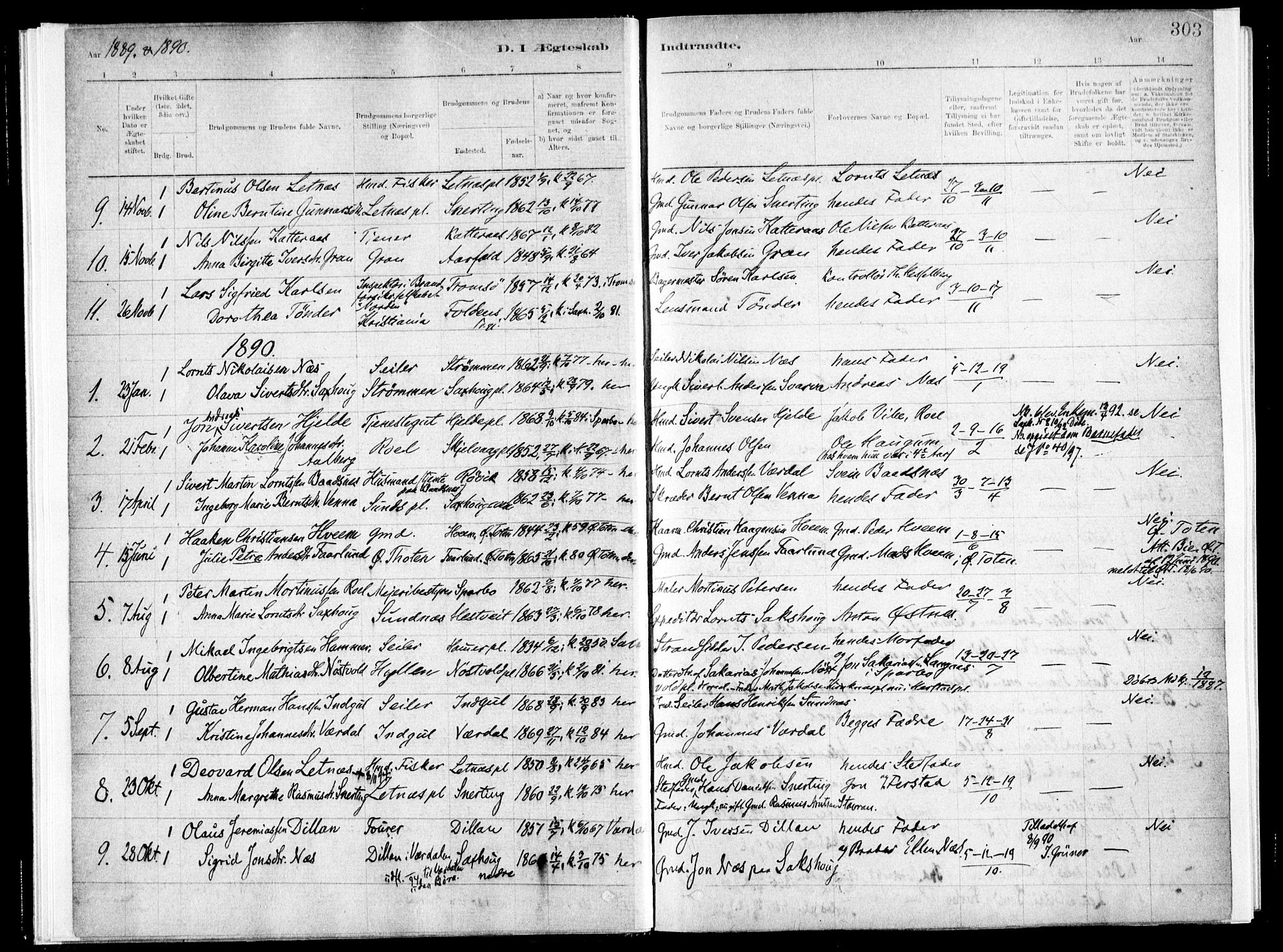 Ministerialprotokoller, klokkerbøker og fødselsregistre - Nord-Trøndelag, AV/SAT-A-1458/730/L0285: Parish register (official) no. 730A10, 1879-1914, p. 303