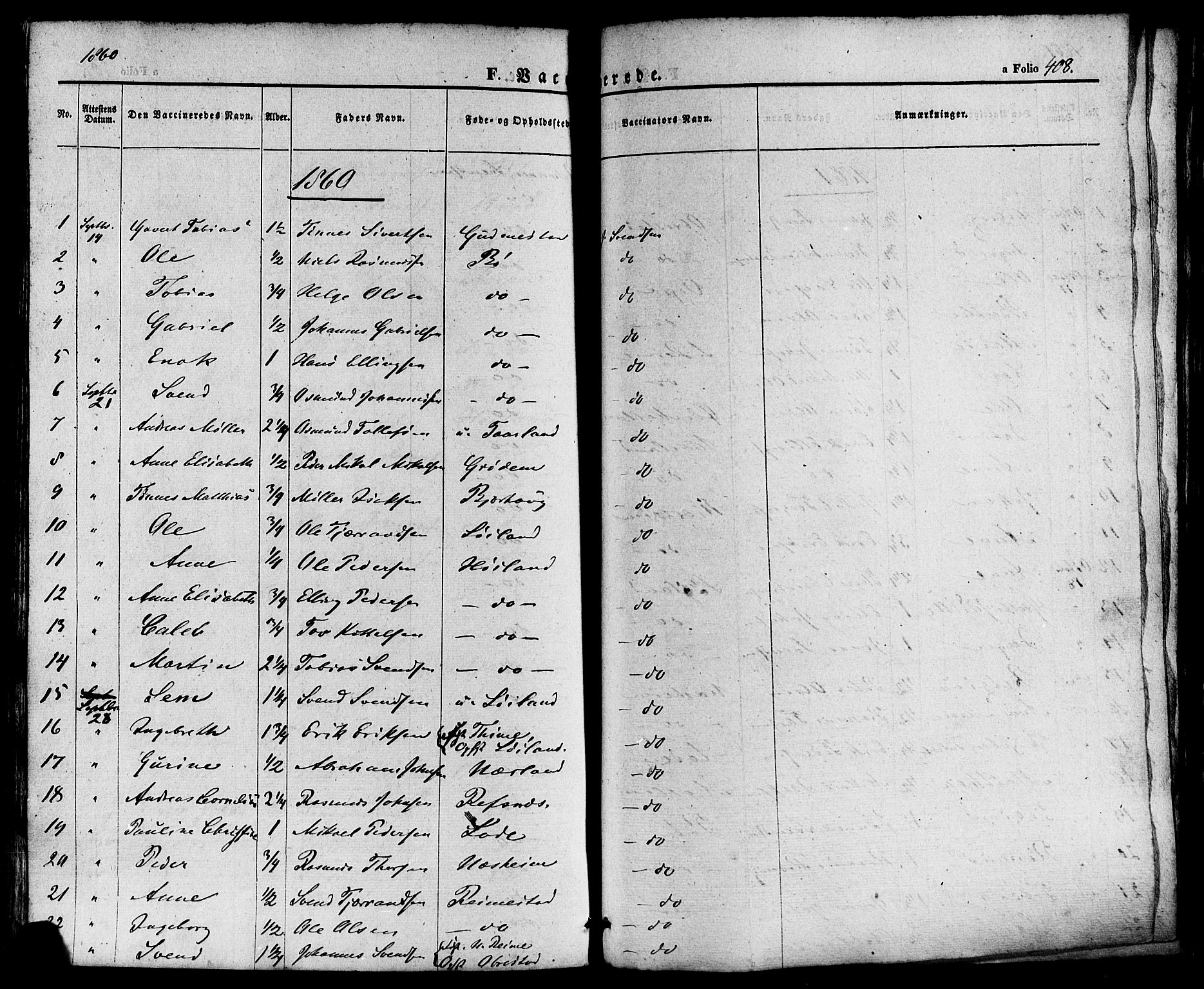 Hå sokneprestkontor, AV/SAST-A-101801/001/30BA/L0008: Parish register (official) no. A 7, 1853-1878, p. 408