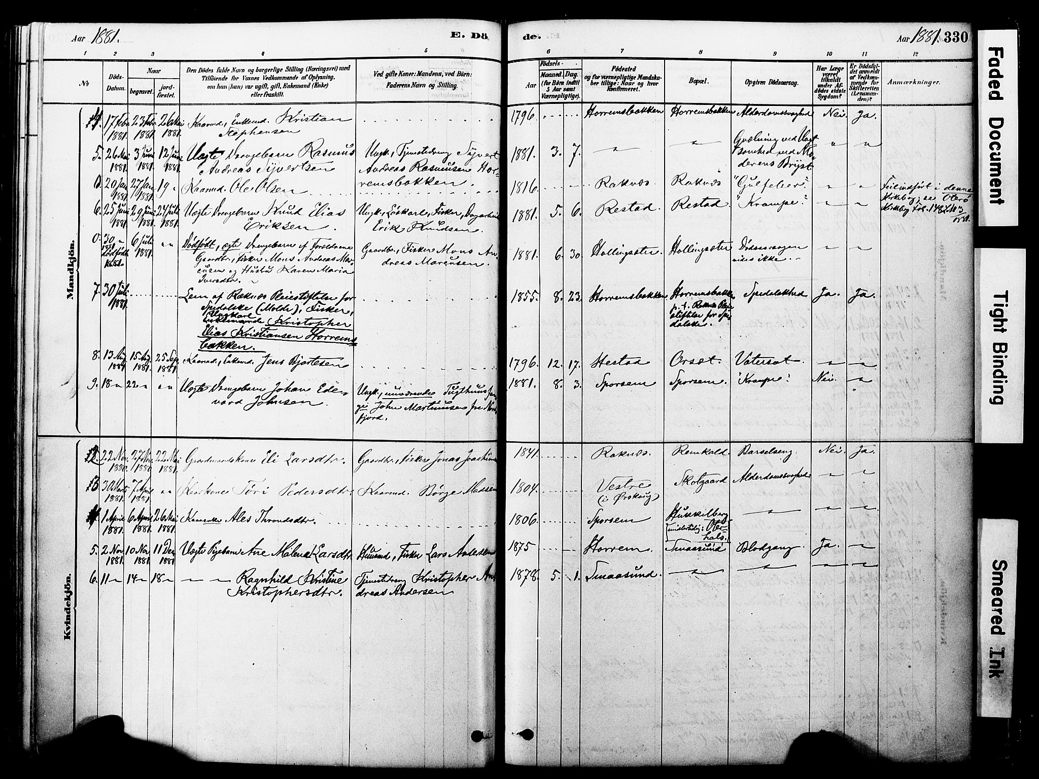 Ministerialprotokoller, klokkerbøker og fødselsregistre - Møre og Romsdal, AV/SAT-A-1454/560/L0721: Parish register (official) no. 560A05, 1878-1917, p. 330