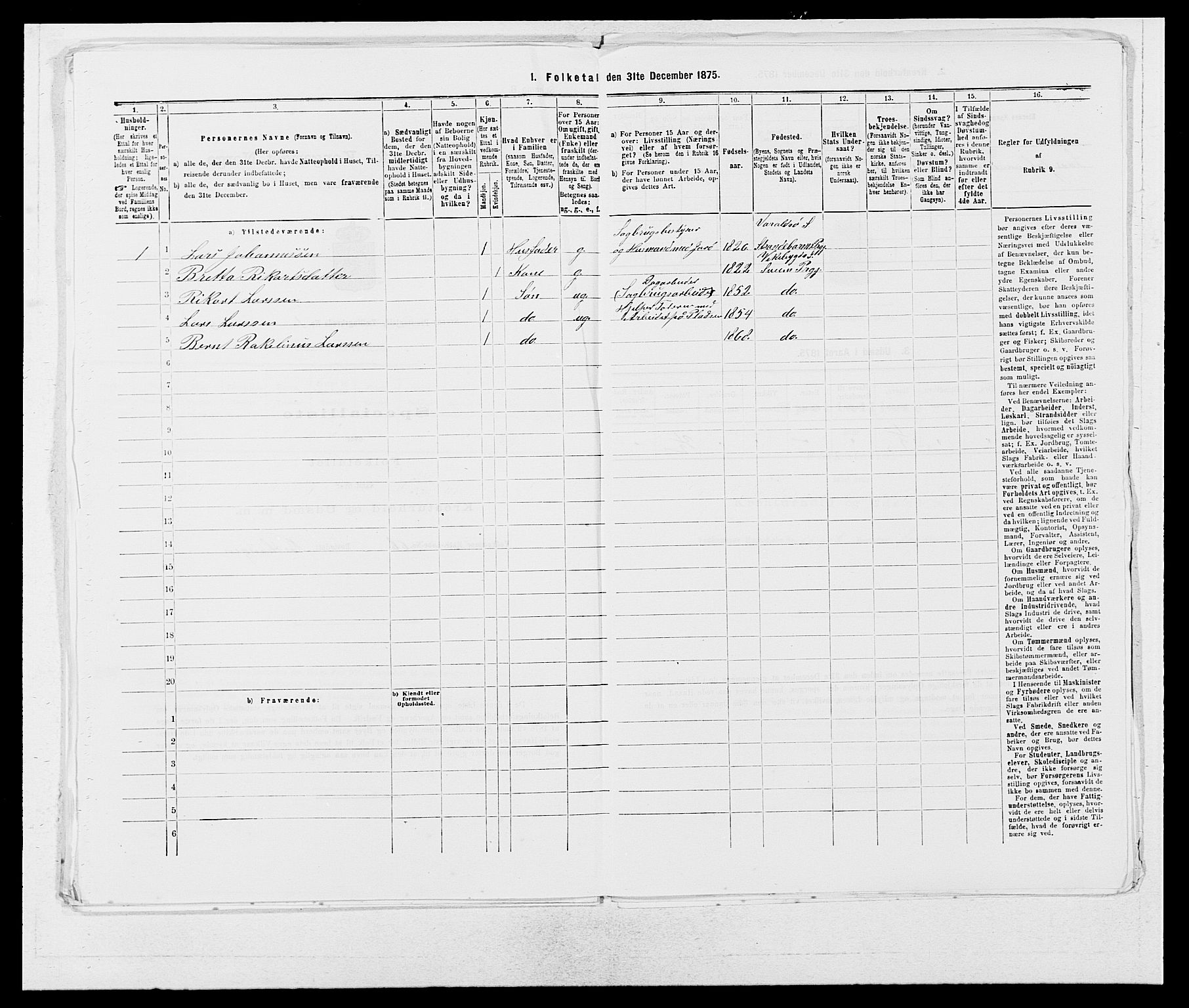 SAB, 1875 census for 1216P Sveio, 1875, p. 117