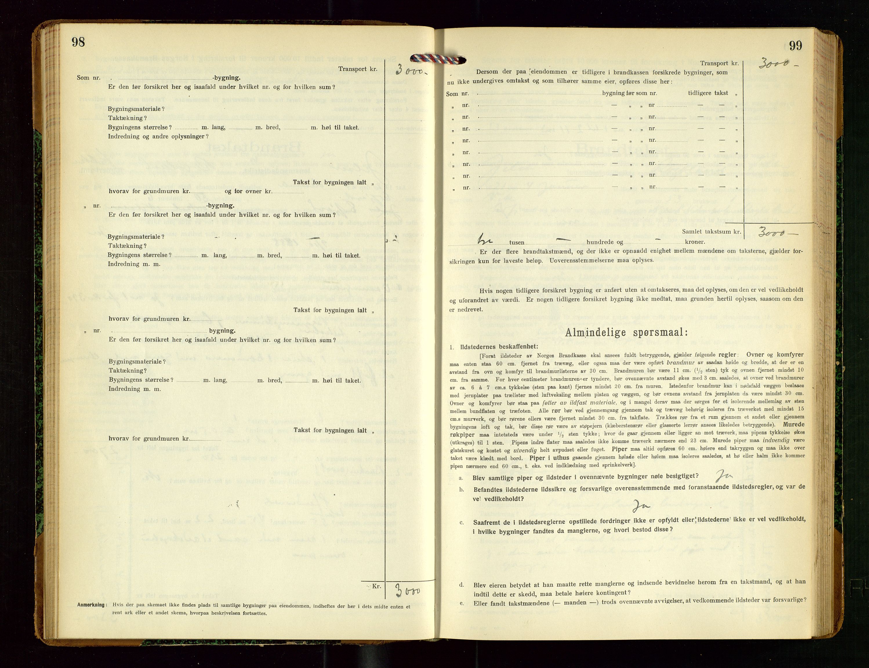 Jelsa lensmannskontor, SAST/A-100360/Gob/L0002: "Brandtakstprotokol", 1918-1942, p. 98-99