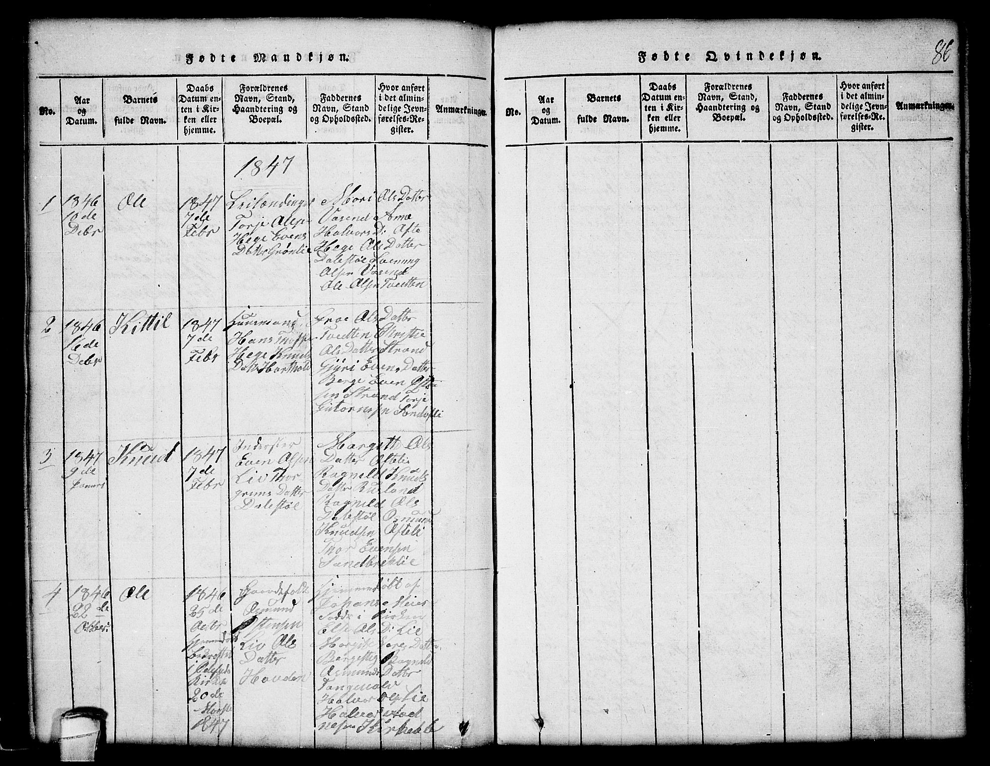 Lårdal kirkebøker, AV/SAKO-A-284/G/Gc/L0001: Parish register (copy) no. III 1, 1815-1854, p. 86