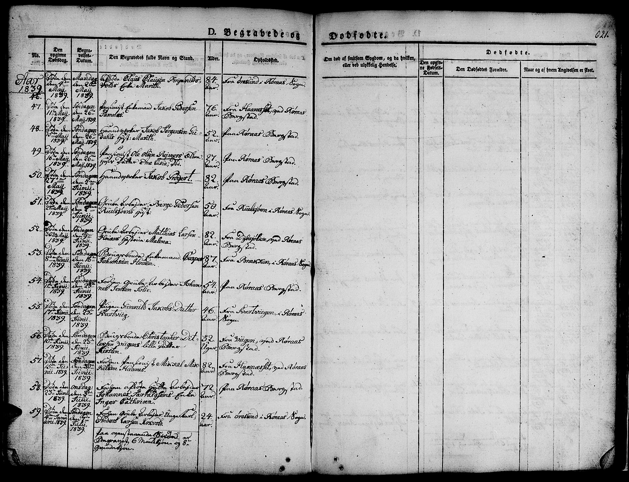 Ministerialprotokoller, klokkerbøker og fødselsregistre - Sør-Trøndelag, SAT/A-1456/681/L0939: Parish register (copy) no. 681C03, 1829-1855, p. 621