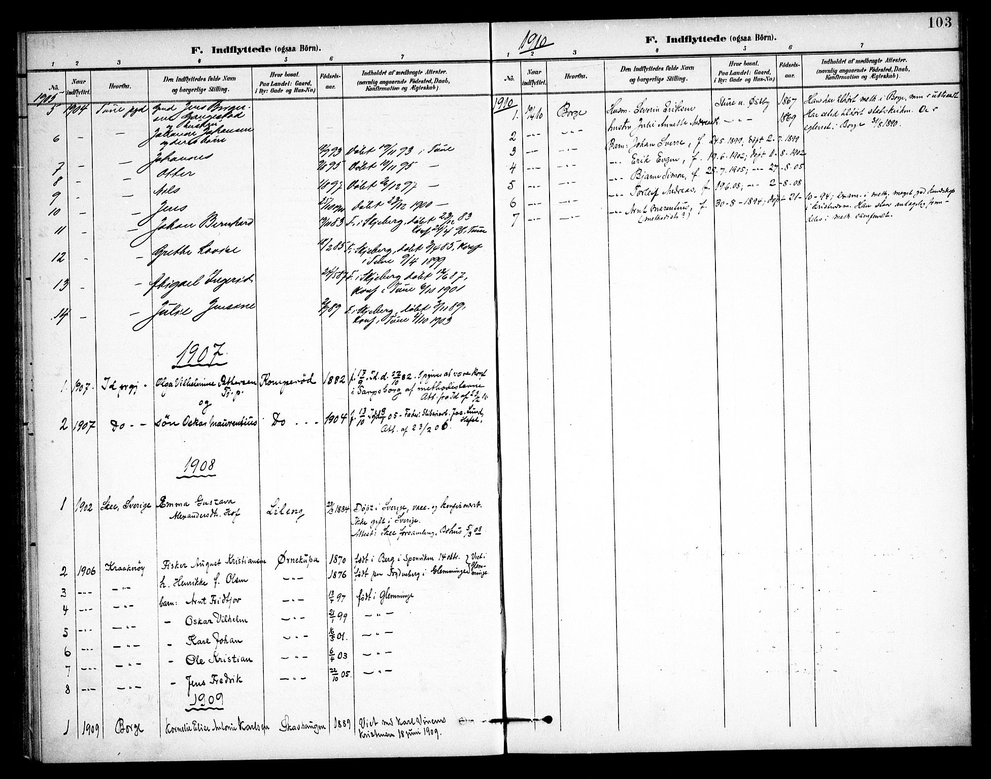 Skjeberg prestekontor Kirkebøker, AV/SAO-A-10923/F/Fb/L0002: Parish register (official) no. II 2, 1895-1910, p. 103