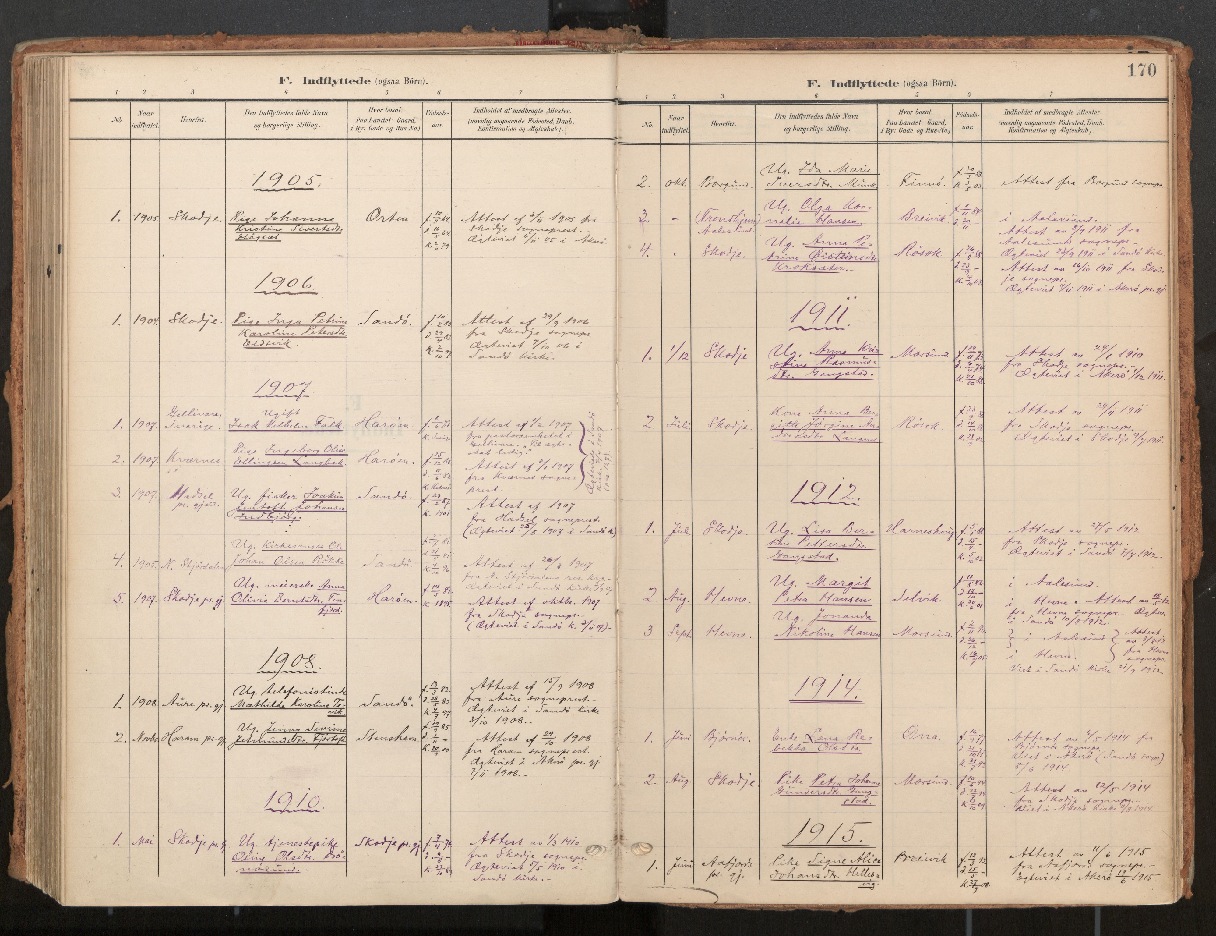 Ministerialprotokoller, klokkerbøker og fødselsregistre - Møre og Romsdal, AV/SAT-A-1454/561/L0730: Parish register (official) no. 561A04, 1901-1929, p. 170