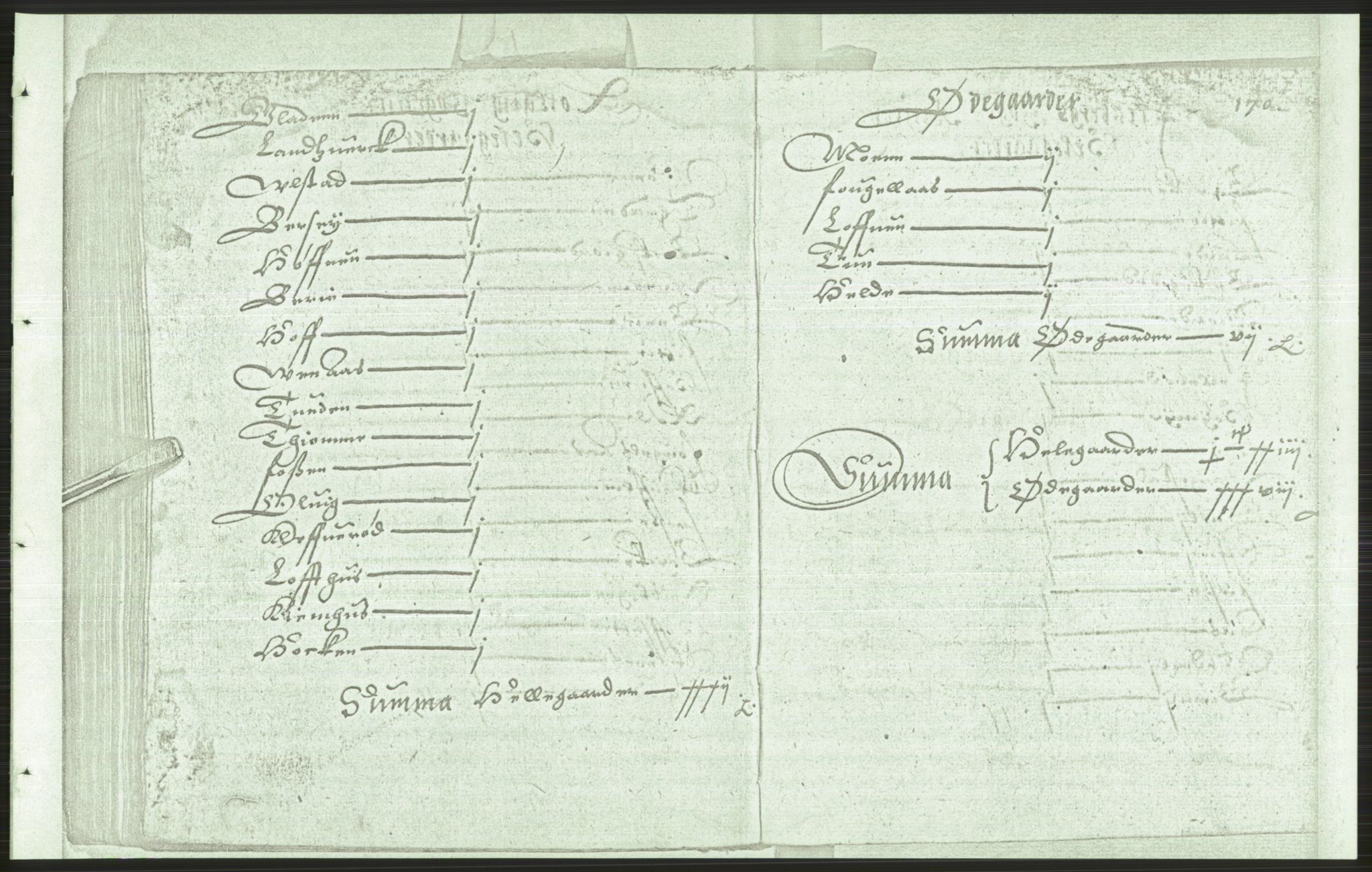 Manuskriptsamlingen, AV/RA-EA-3667/F/L0175b: Kopi av Universitetsbiblioteket, manuskript kvarto nr. 503, Manntall på fulle og halve og ødegårder uti Oslo og Hamar stift anno 1602, II Tønsberg, Brunla, Numedal, Nedre Telemark, 1602, p. 169b-170a