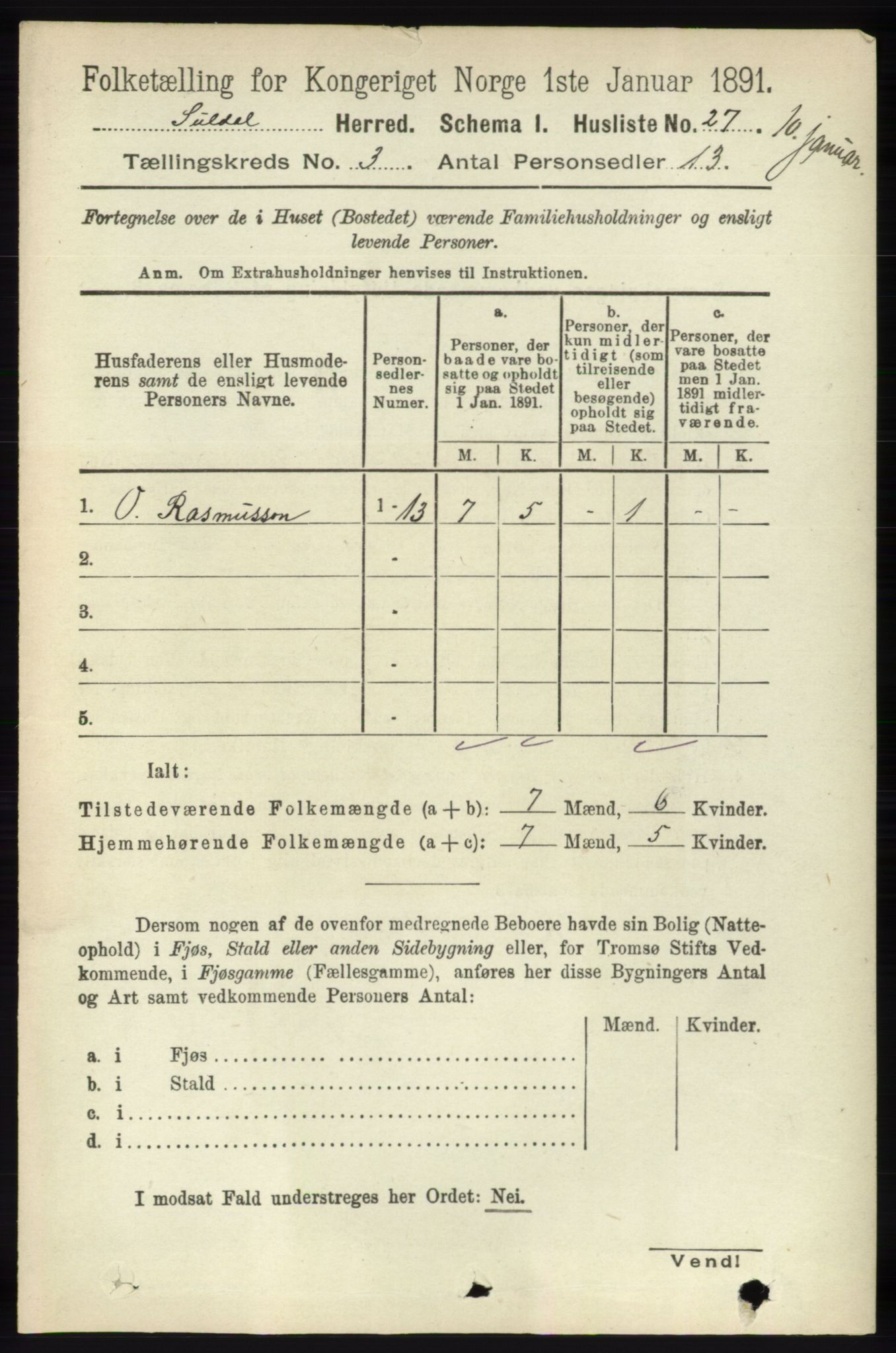 RA, 1891 census for 1134 Suldal, 1891, p. 610