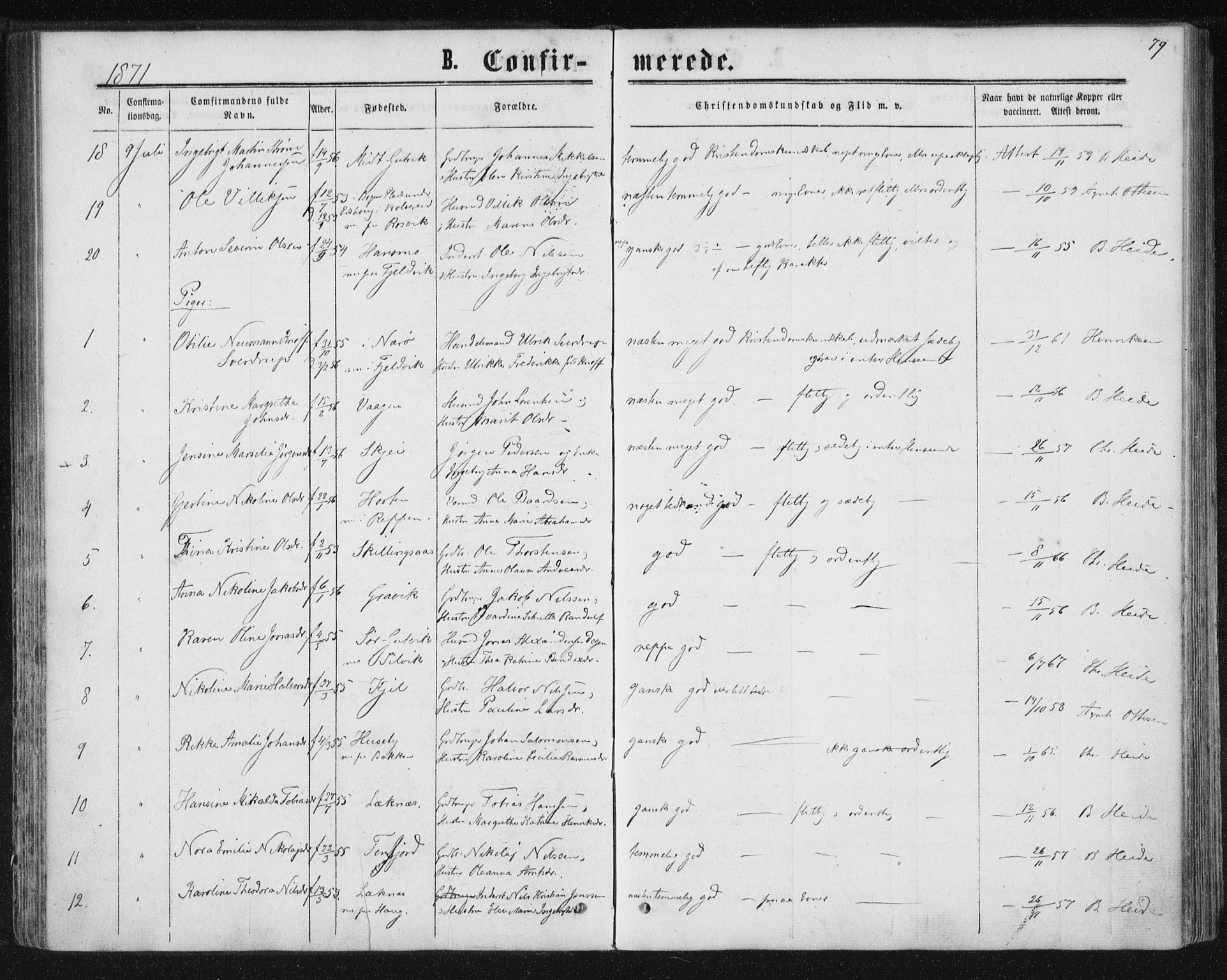 Ministerialprotokoller, klokkerbøker og fødselsregistre - Nord-Trøndelag, SAT/A-1458/788/L0696: Parish register (official) no. 788A03, 1863-1877, p. 79