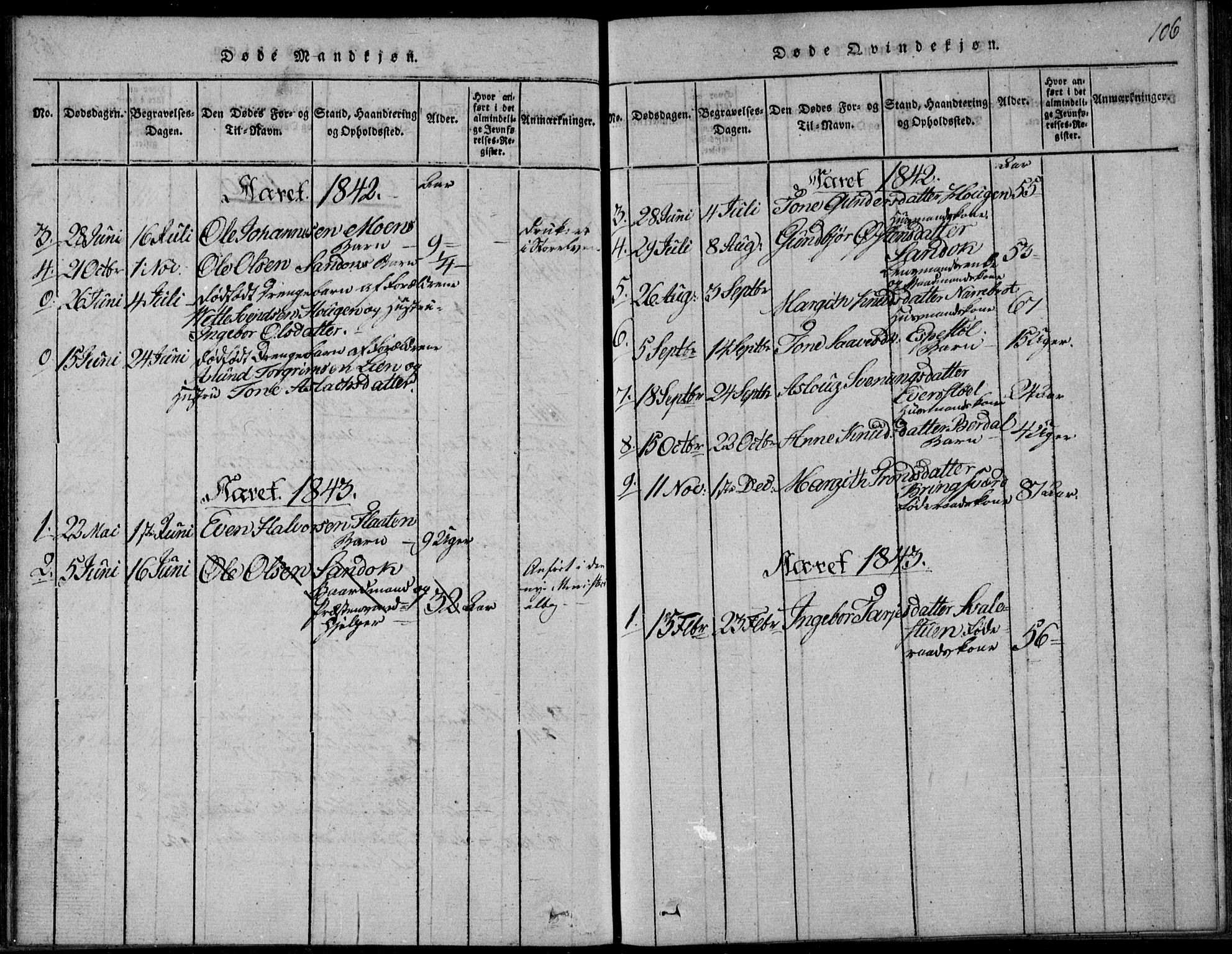 Vinje kirkebøker, SAKO/A-312/F/Fb/L0001: Parish register (official) no. II 1, 1814-1843, p. 106
