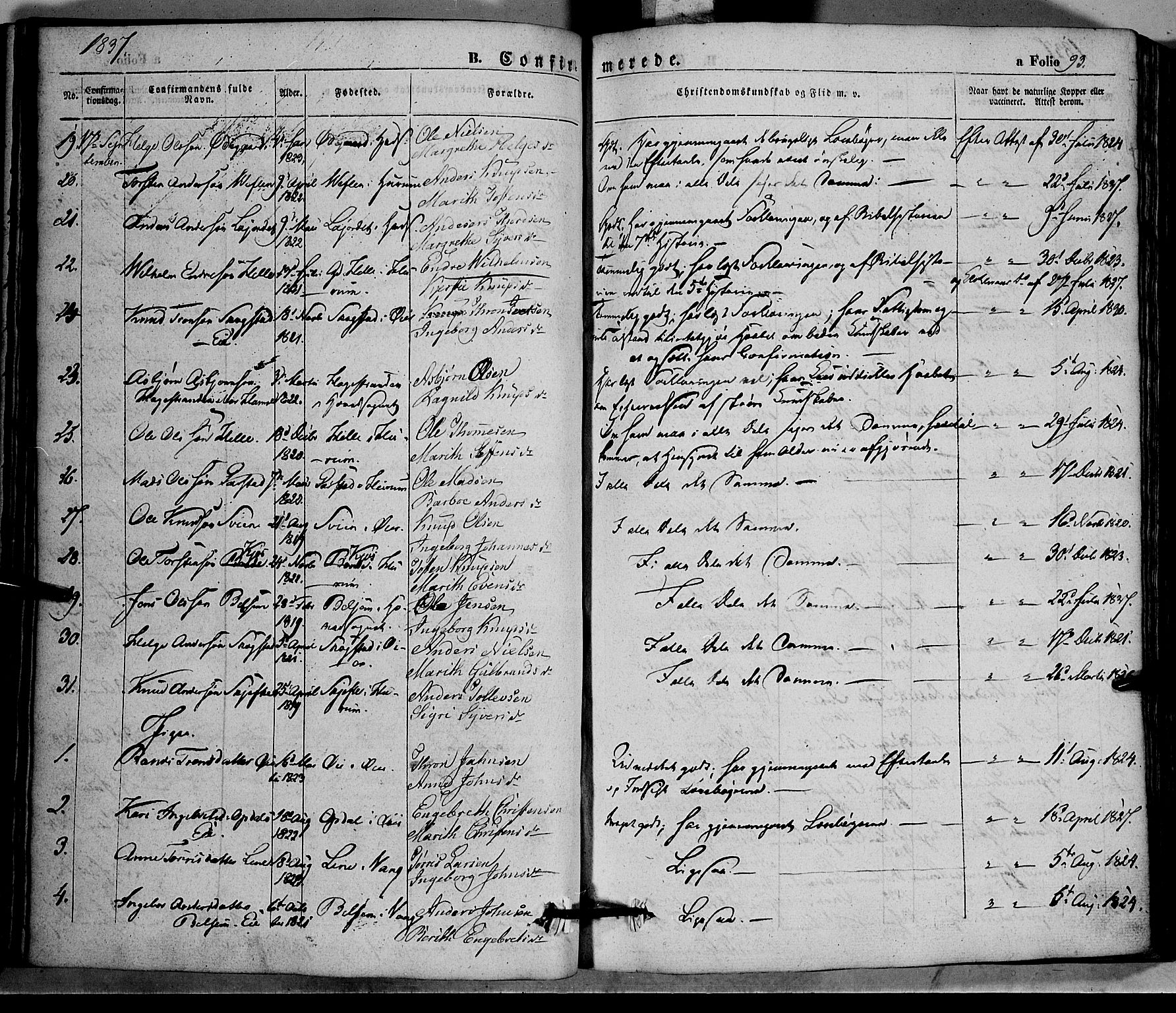 Vang prestekontor, Valdres, AV/SAH-PREST-140/H/Ha/L0005: Parish register (official) no. 5, 1831-1845, p. 93