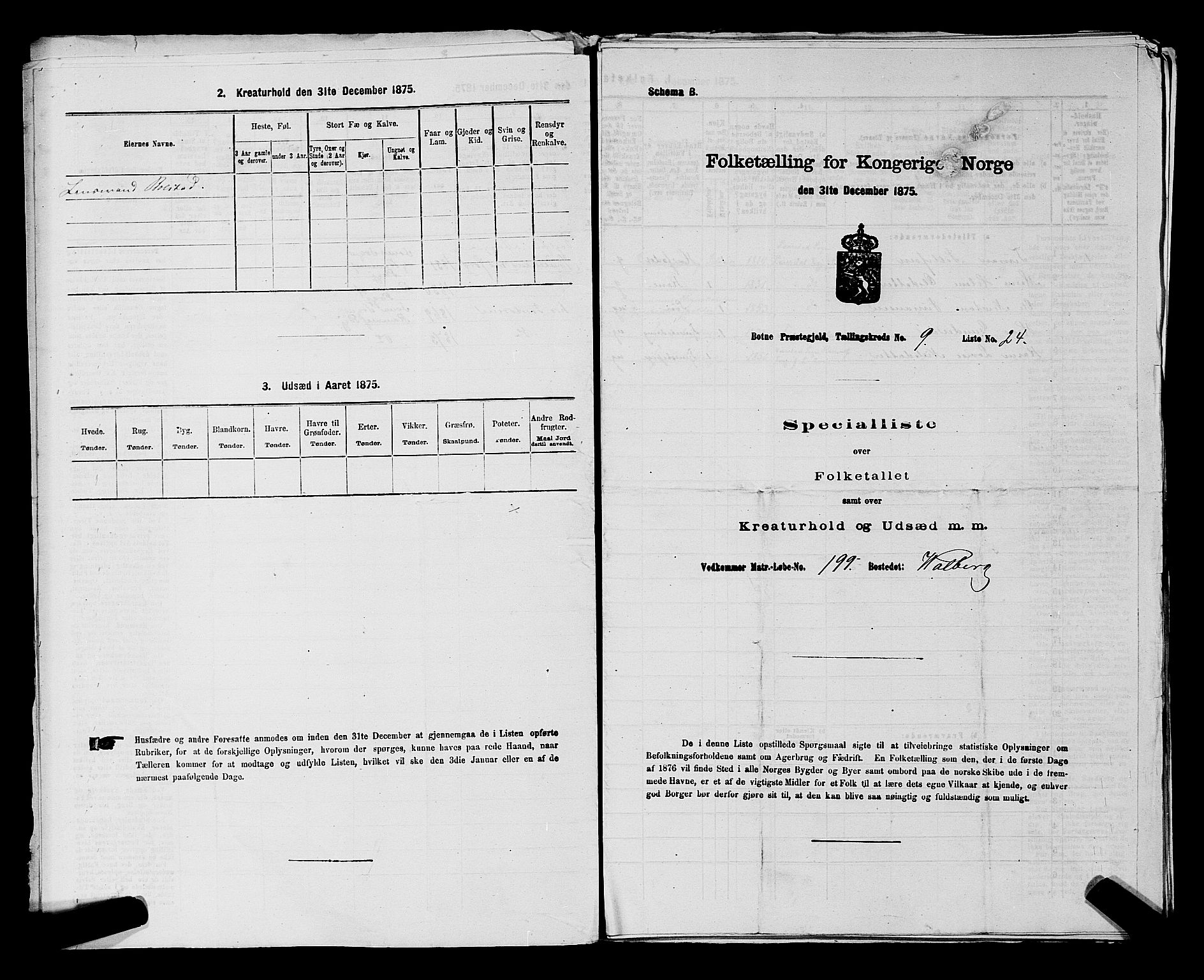 SAKO, 1875 census for 0715P Botne, 1875, p. 701