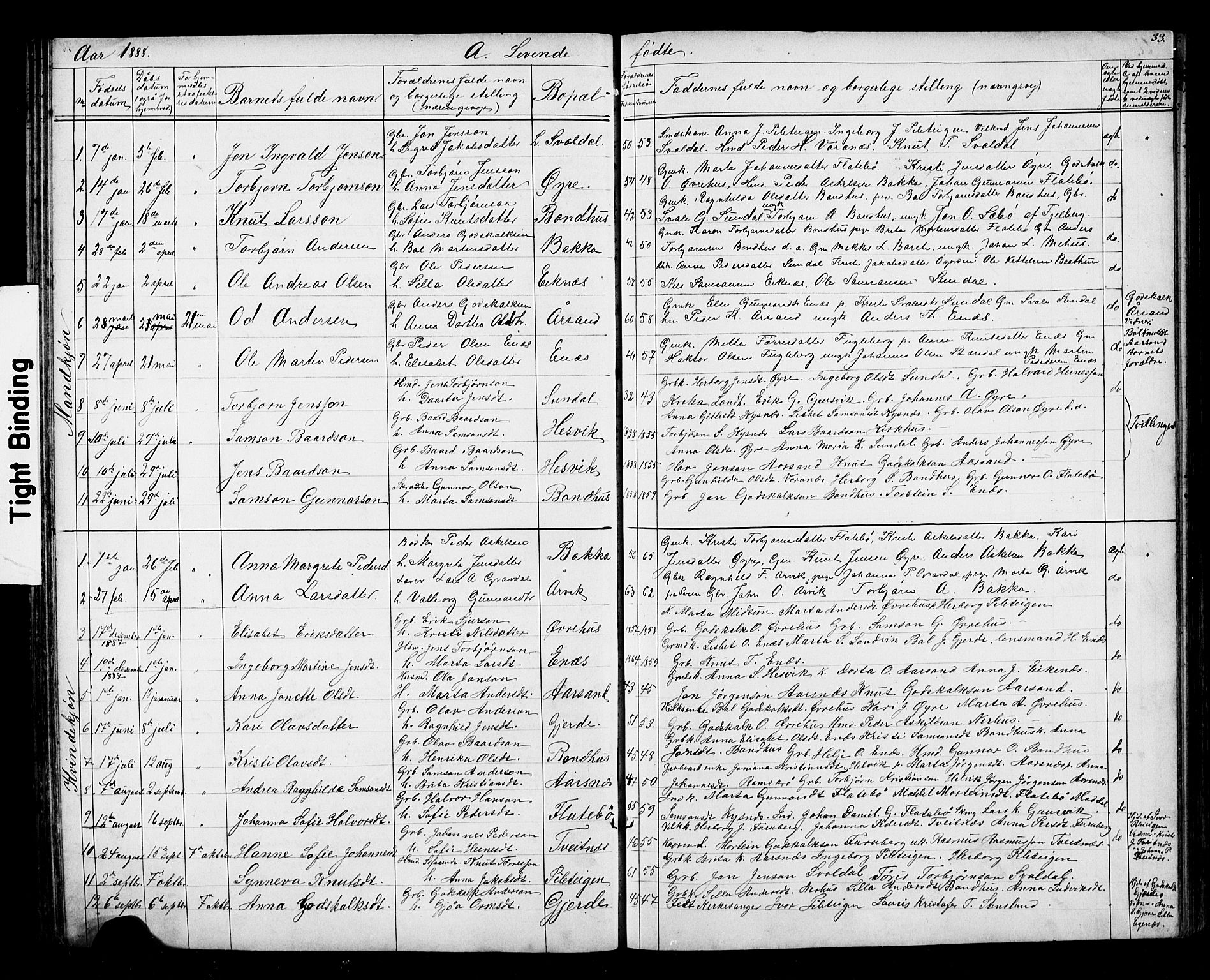 Kvinnherad sokneprestembete, SAB/A-76401/H/Hab: Parish register (copy) no. D 1, 1856-1905, p. 33