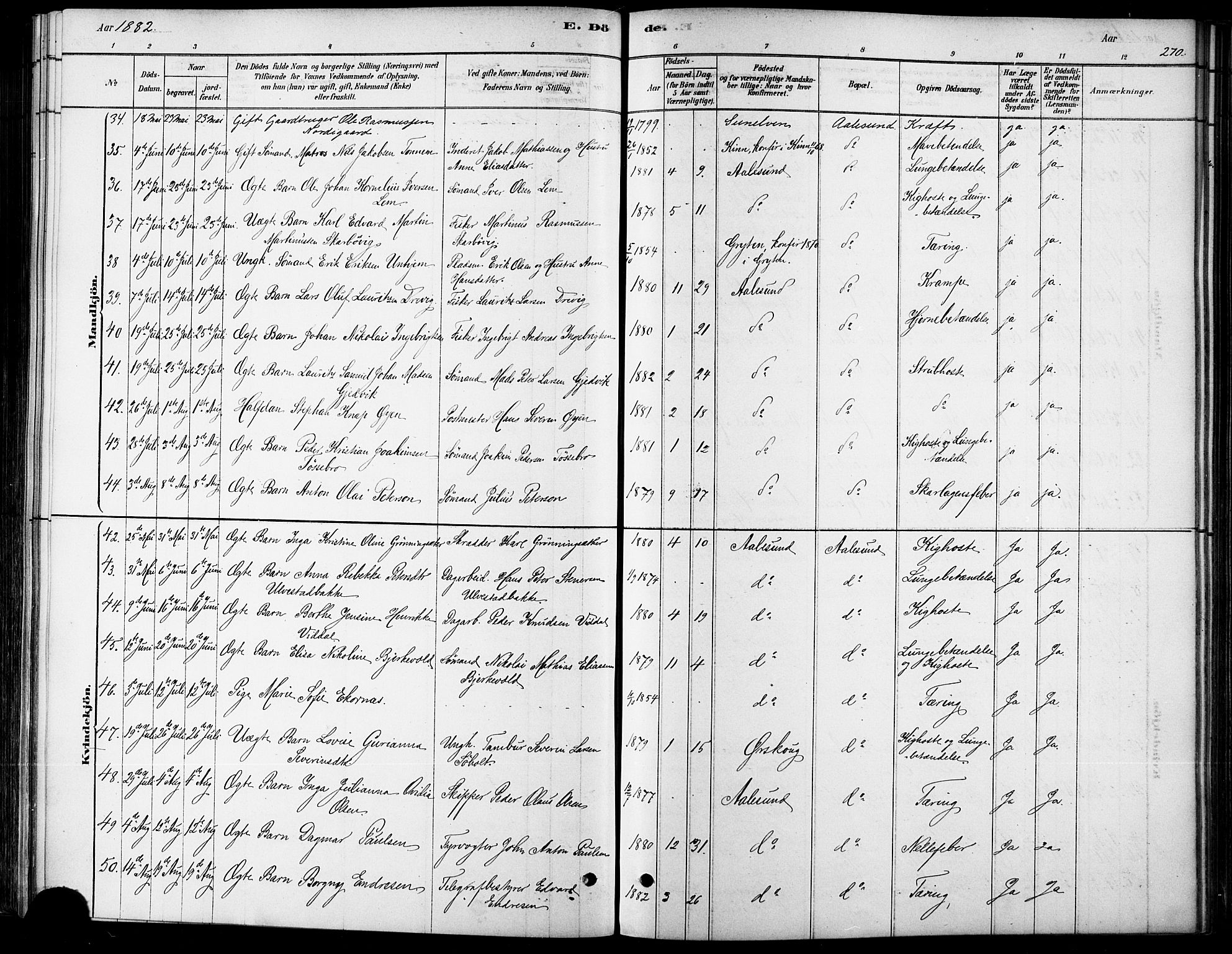 Ministerialprotokoller, klokkerbøker og fødselsregistre - Møre og Romsdal, AV/SAT-A-1454/529/L0454: Parish register (official) no. 529A04, 1878-1885, p. 270