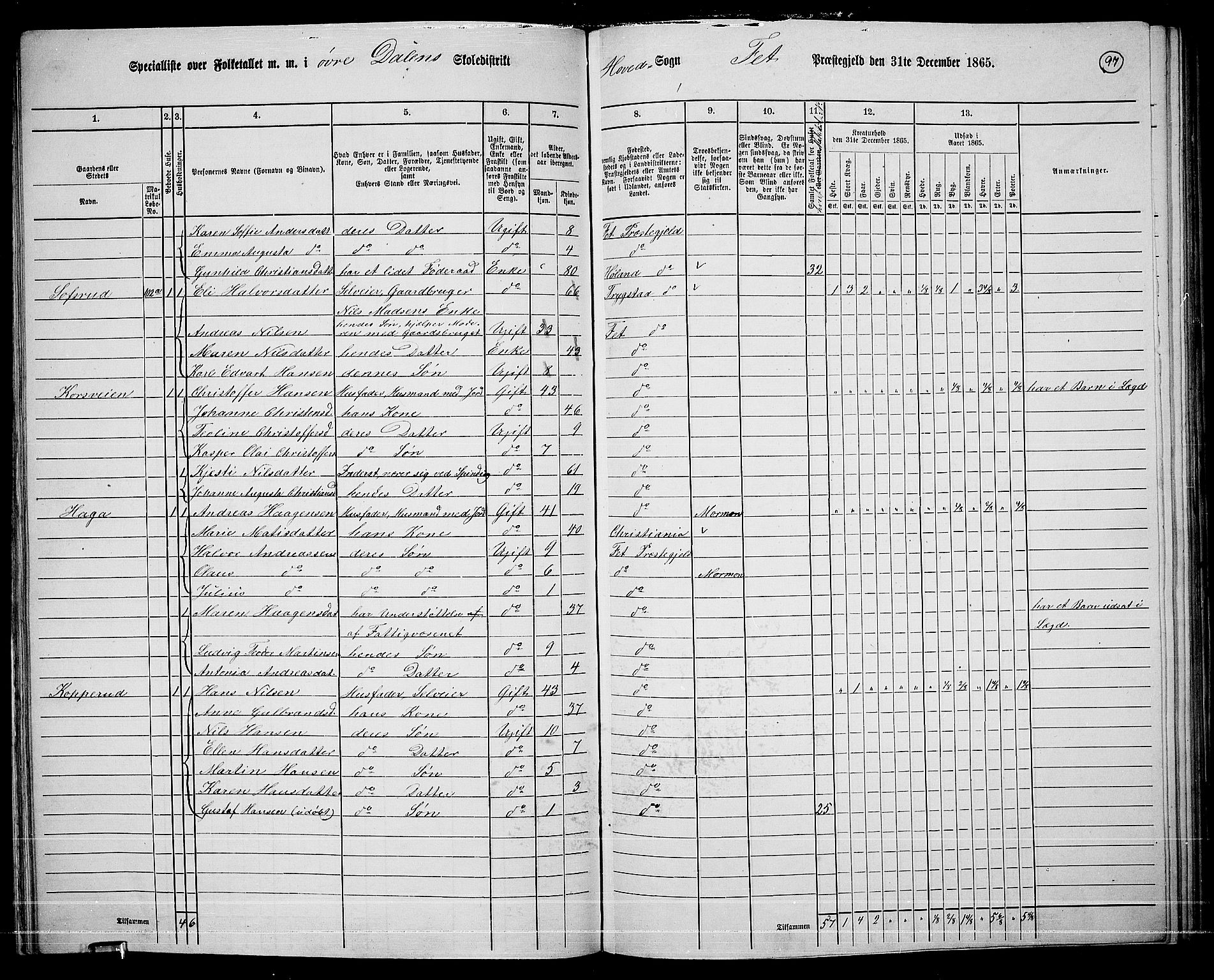 RA, 1865 census for Fet, 1865, p. 91