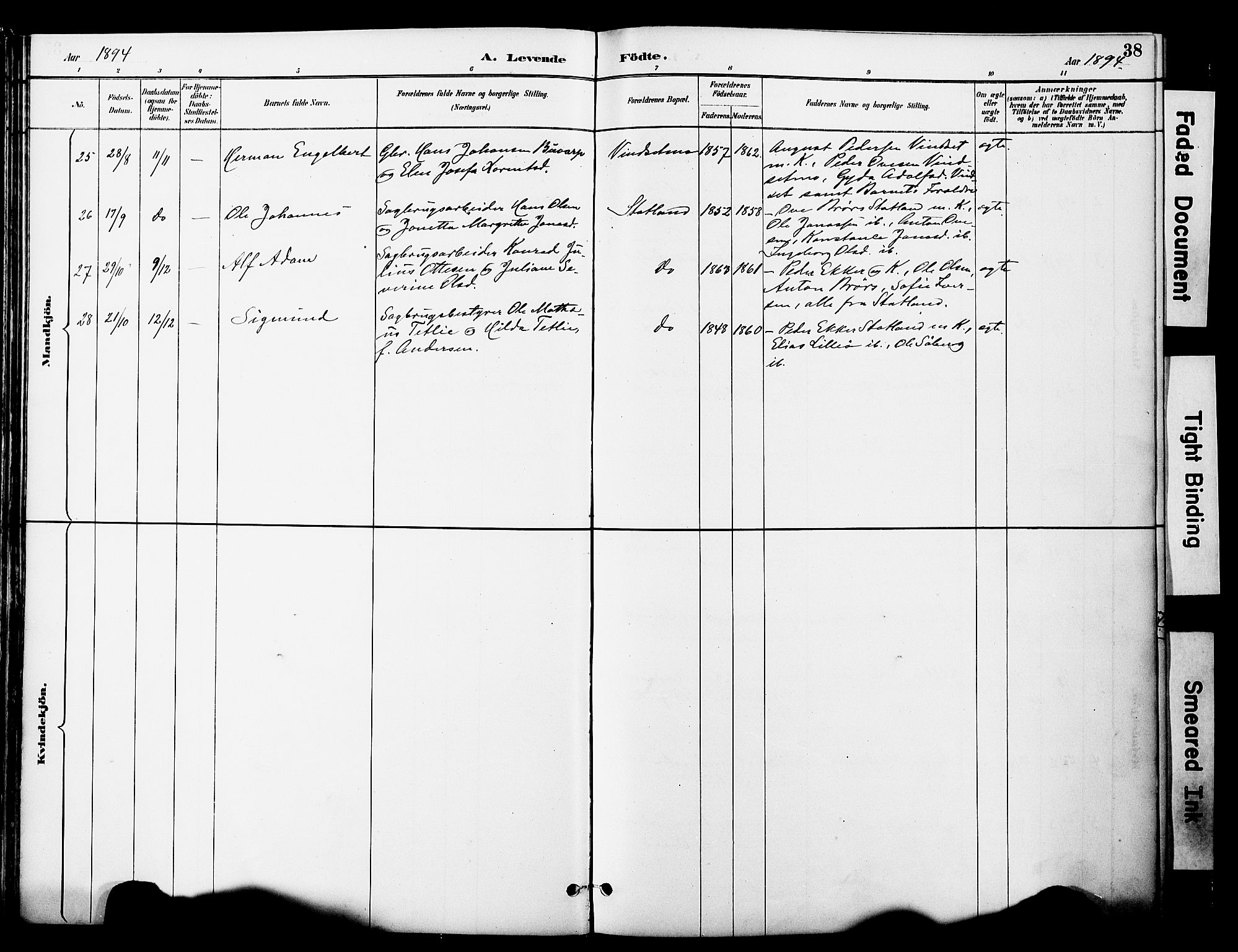 Ministerialprotokoller, klokkerbøker og fødselsregistre - Nord-Trøndelag, AV/SAT-A-1458/774/L0628: Parish register (official) no. 774A02, 1887-1903, p. 38