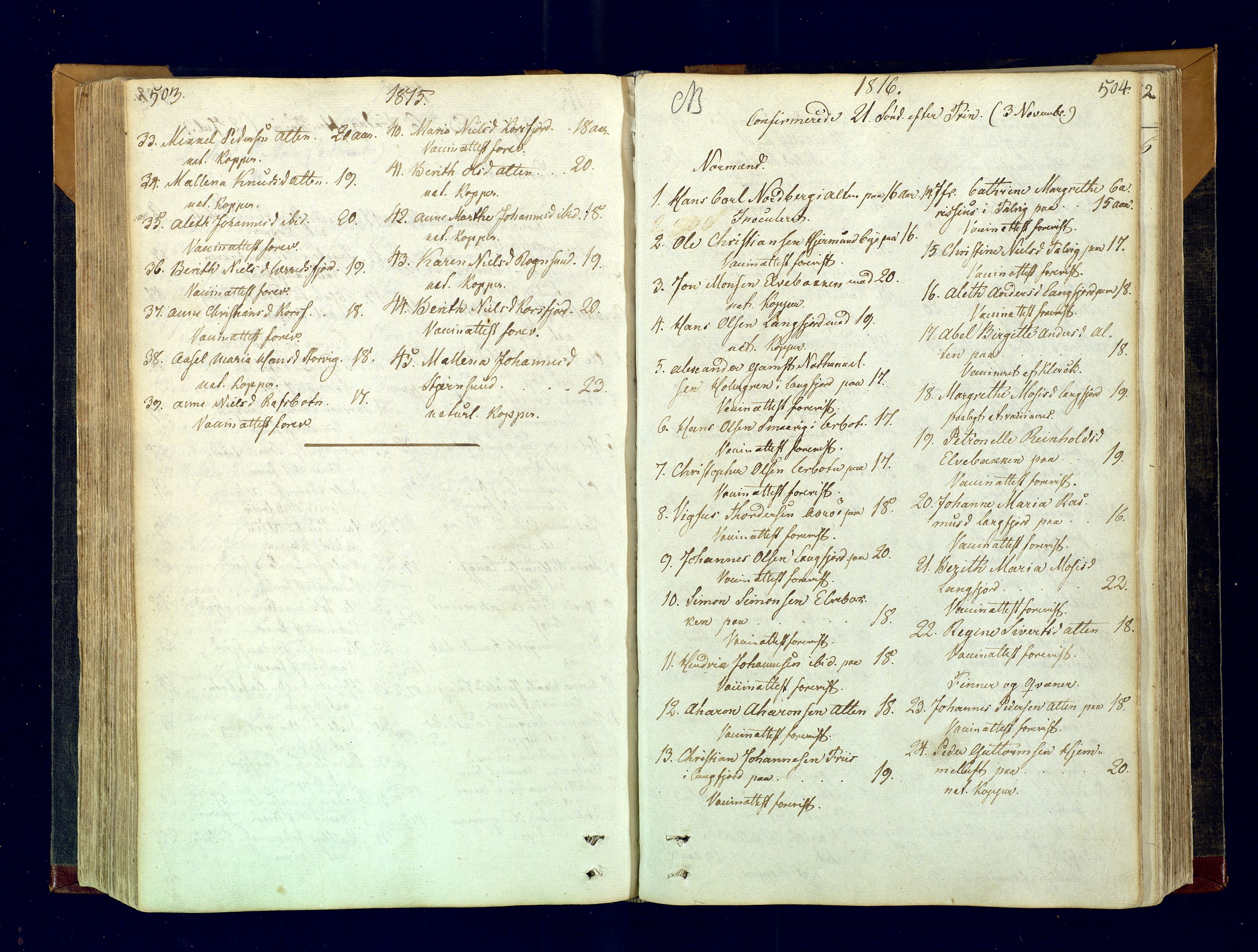 Talvik sokneprestkontor, SATØ/S-1337/H/Ha/L0007kirke: Parish register (official) no. 7, 1813-1821, p. 503-504