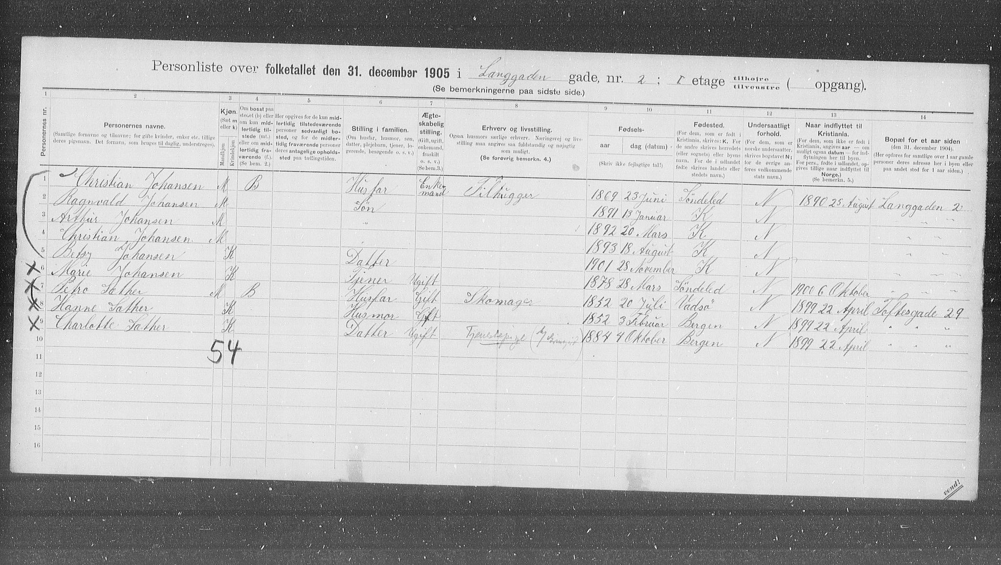 OBA, Municipal Census 1905 for Kristiania, 1905, p. 29609