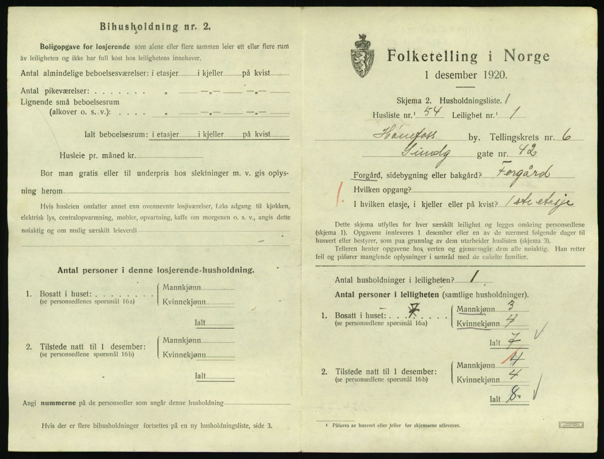 SAKO, 1920 census for Hønefoss, 1920, p. 2108