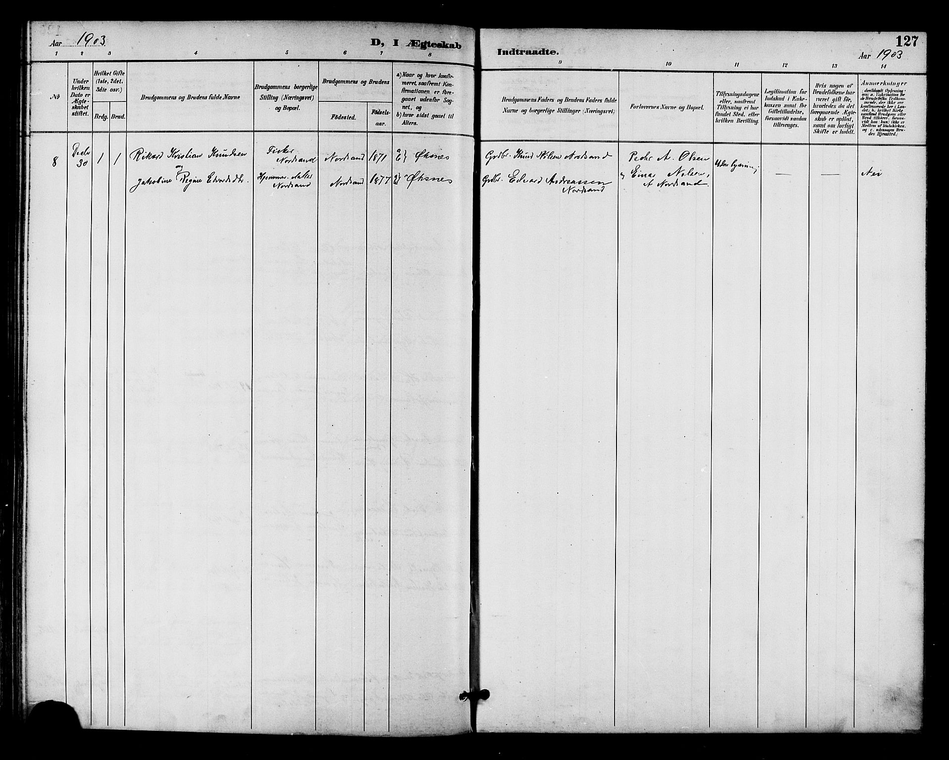 Ministerialprotokoller, klokkerbøker og fødselsregistre - Nordland, AV/SAT-A-1459/893/L1338: Parish register (official) no. 893A10, 1894-1903, p. 127