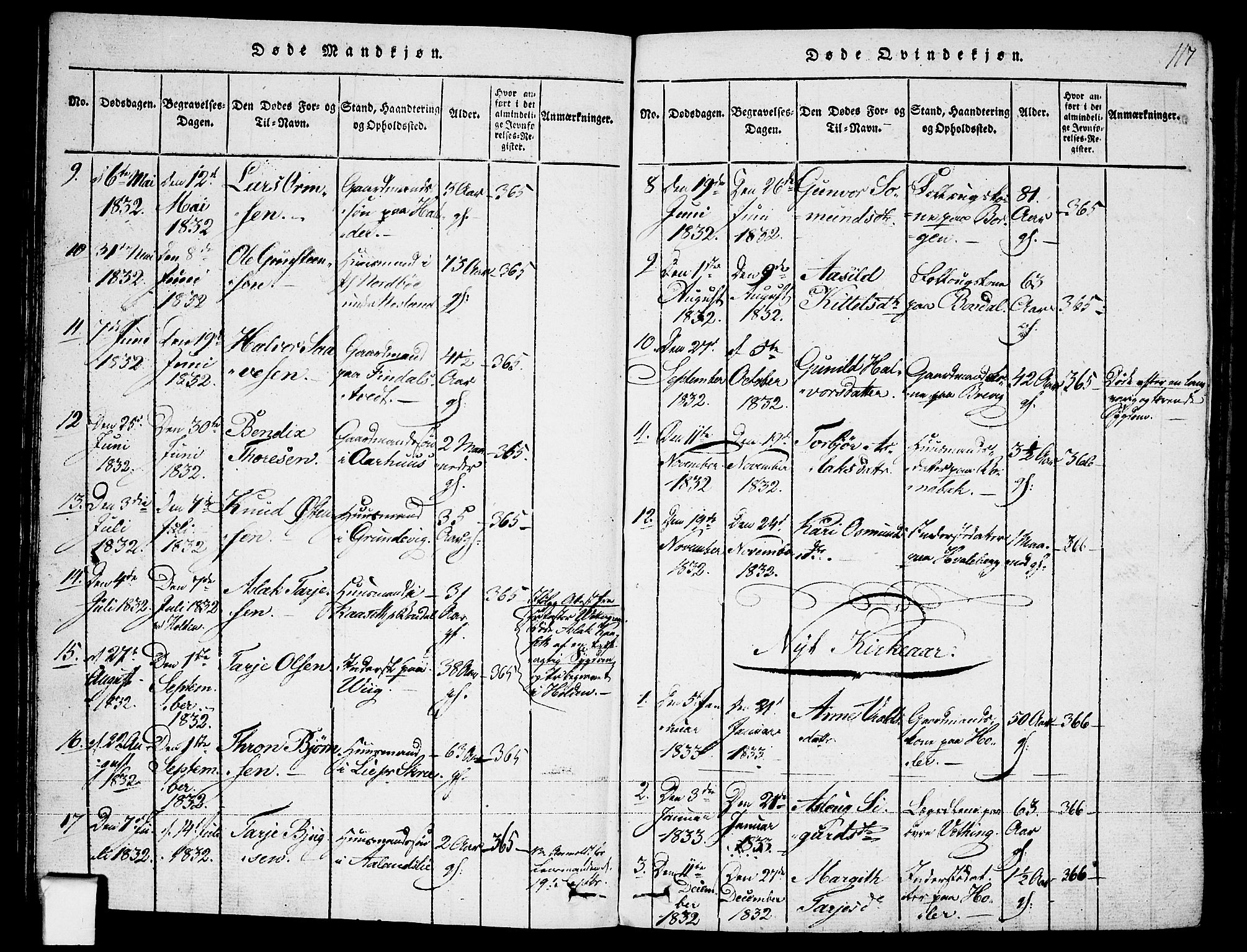 Fyresdal kirkebøker, AV/SAKO-A-263/F/Fa/L0003: Parish register (official) no. I 3, 1815-1840, p. 117