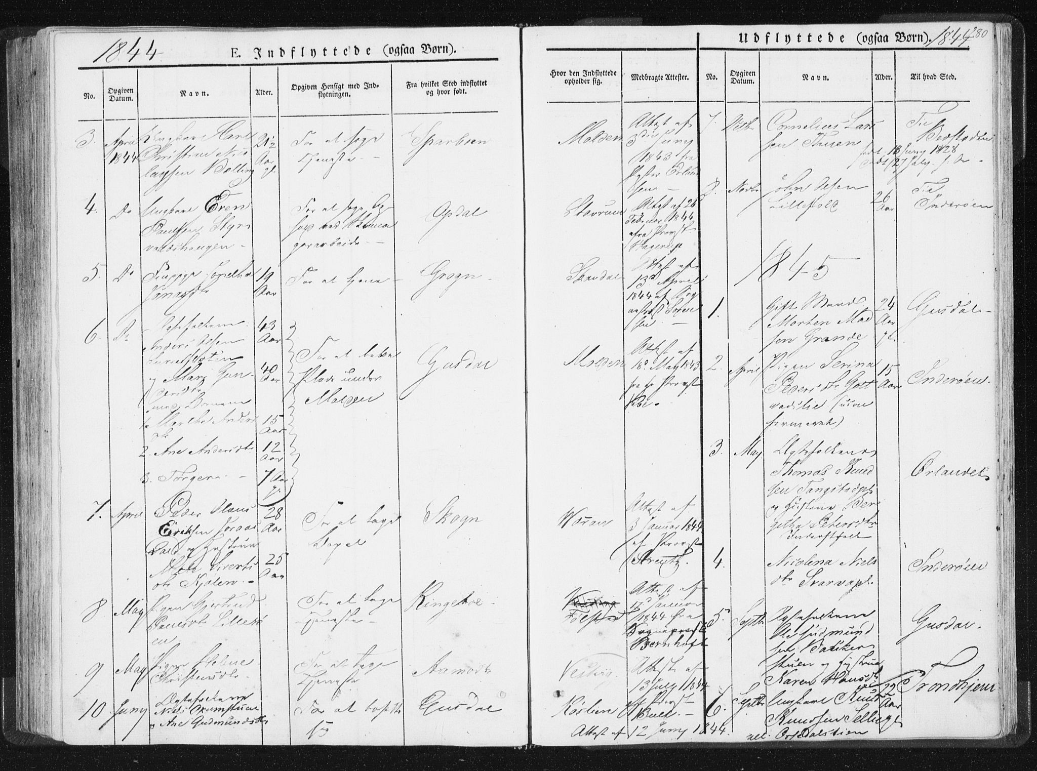 Ministerialprotokoller, klokkerbøker og fødselsregistre - Nord-Trøndelag, SAT/A-1458/744/L0418: Parish register (official) no. 744A02, 1843-1866, p. 280