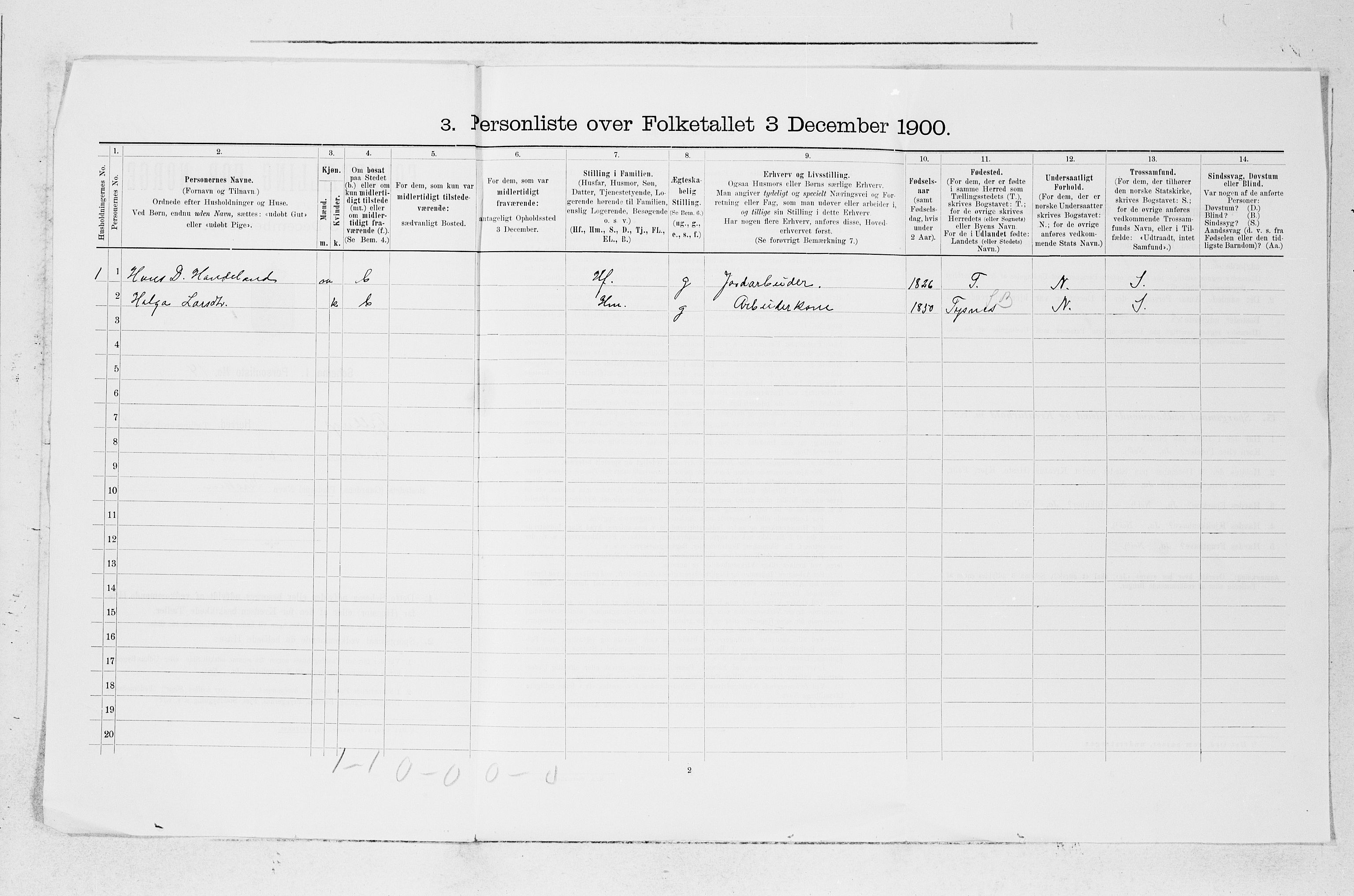 SAB, 1900 census for Fjelberg, 1900, p. 31