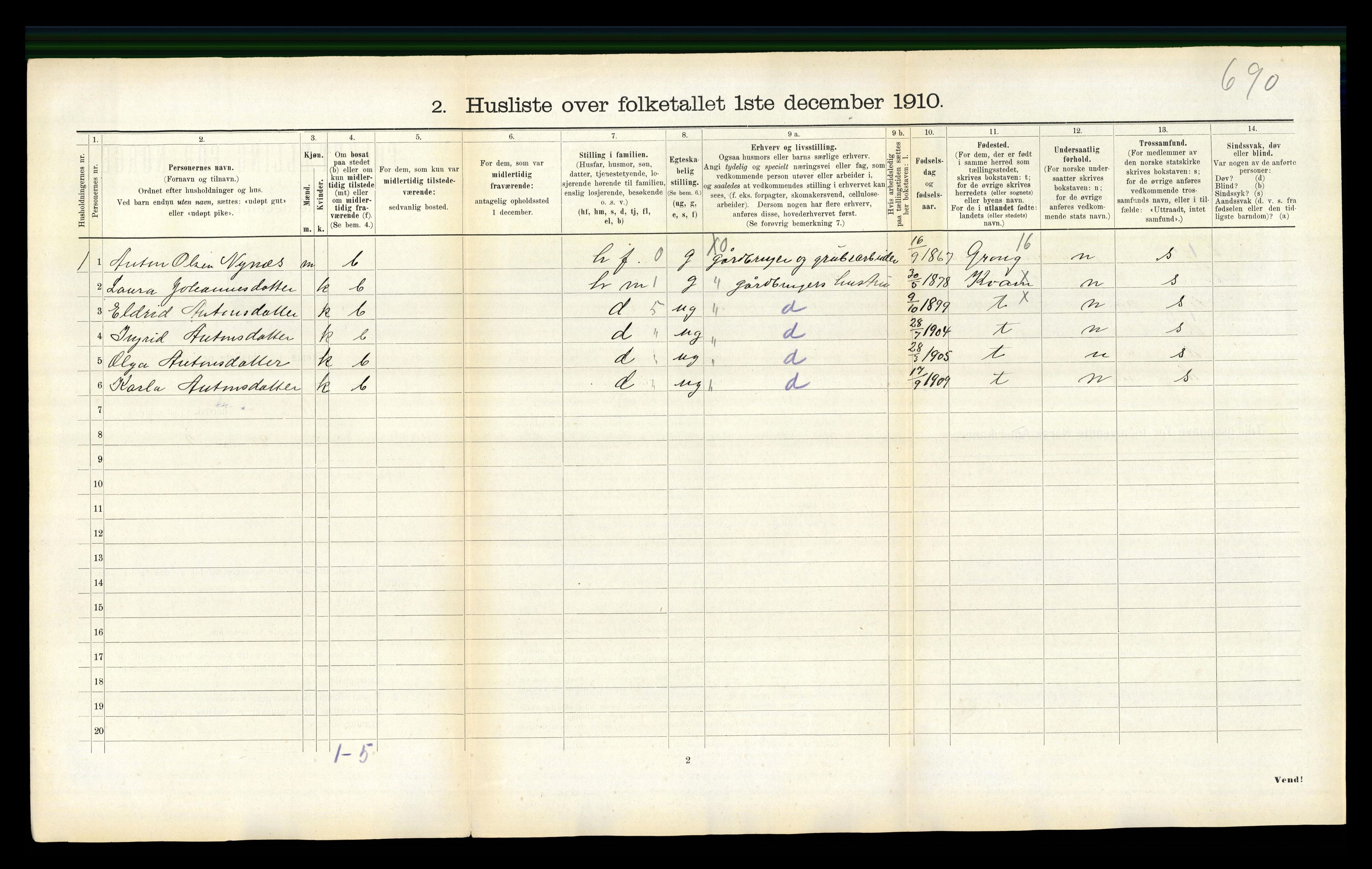 RA, 1910 census for Stod, 1910, p. 264