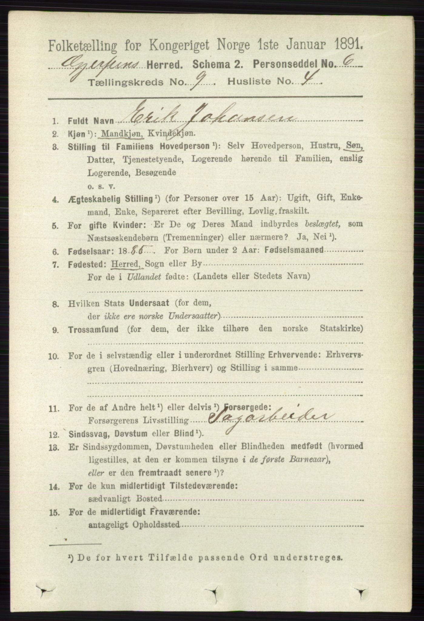 RA, 1891 census for 0812 Gjerpen, 1891, p. 5005